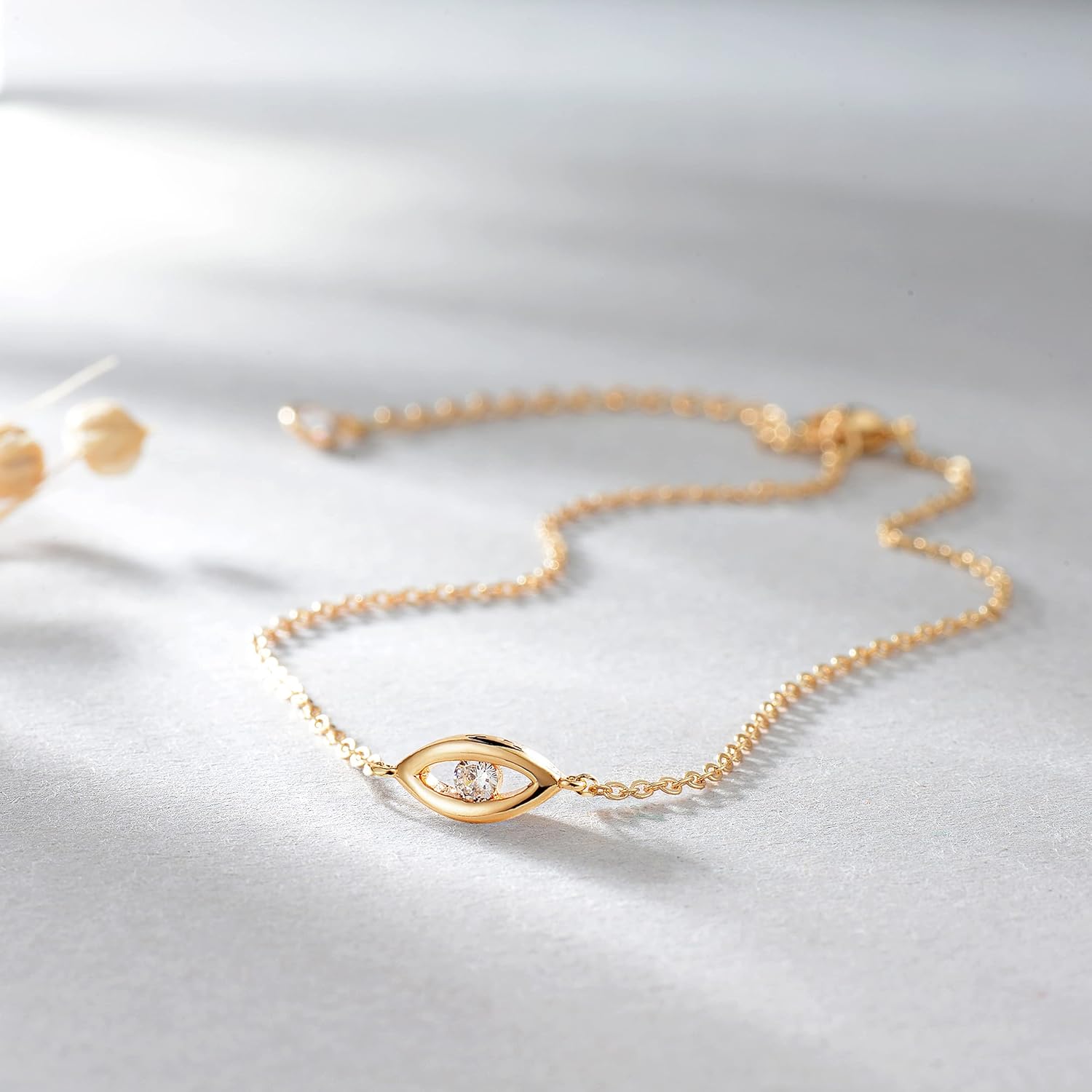 MTMY Evil Eye Bracelet for Women 14K Gold Plated Dainty Bracelets with Crystcal Adjustable Chain Cute Eye Bracelet Gold Jewelry for Her - Image 6