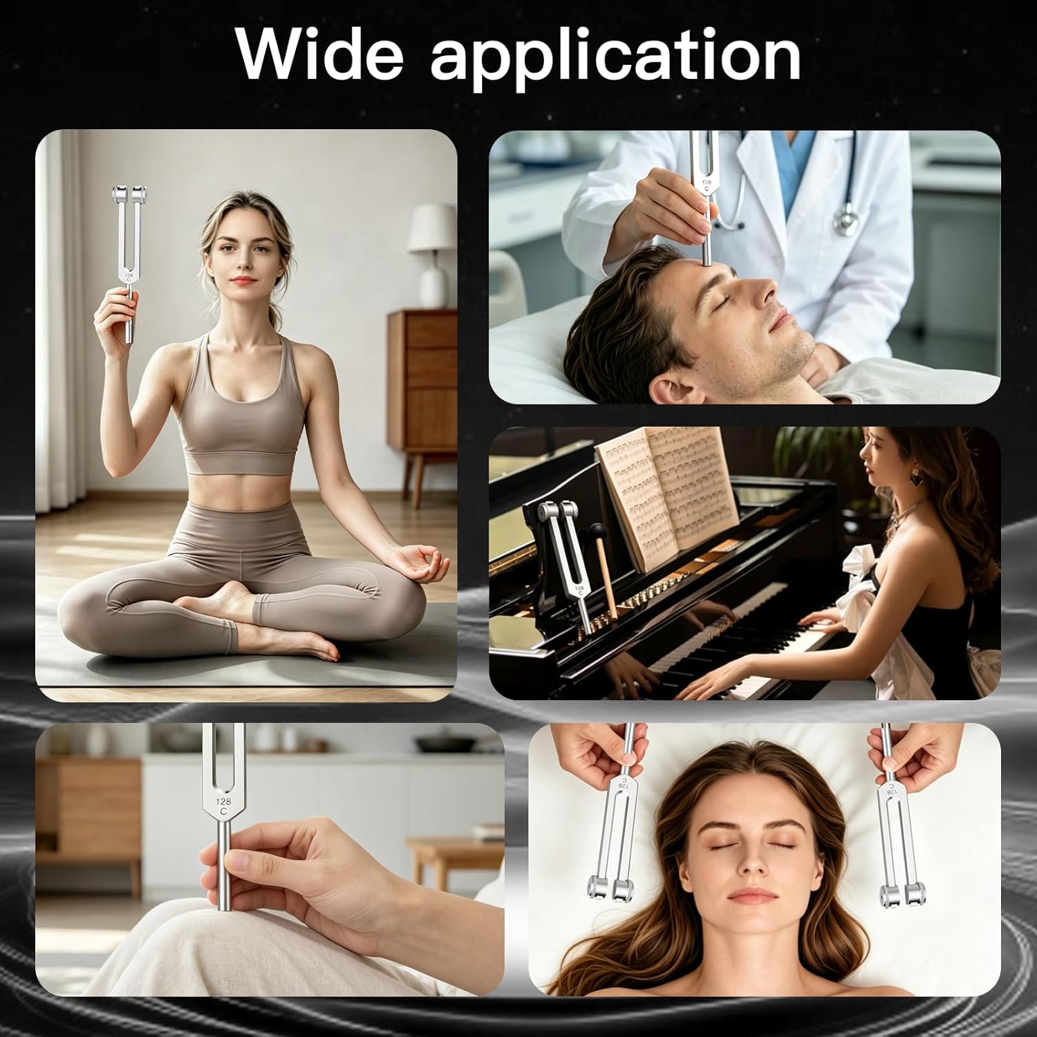 128 Hz Tuning Forks for Healing Weighted Tuning Fork for Relieve Stress and Tension Balance Chakra,Healing/Sound Therapy, Professional Tuning Fork 128 C Essential Yoga and Meditation Accessories - Image 5
