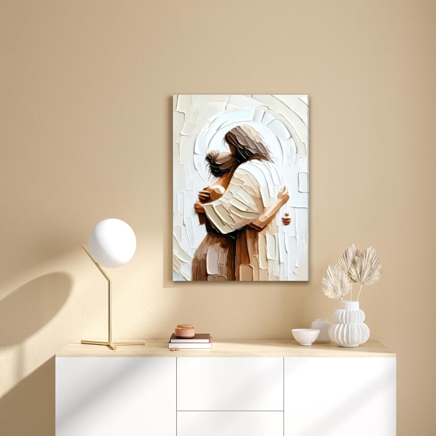 Palette Dreams Jesus Embracing Woman Canvas Wall Art, Woman Lying Safely In The Arms Of Jesus Wall Decor, Christian Wall Art Home Decor for Bedroom Church Prayer Room 12 x 16 Inch - Image 2