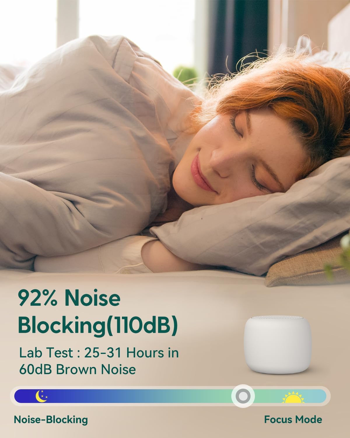Babelio White Noise Sound Machine for Adults Kids Baby, Mini, 15 Non-looping Sounds, Timer, Memory Function, Easy to Pocket and Travel White - Image 4