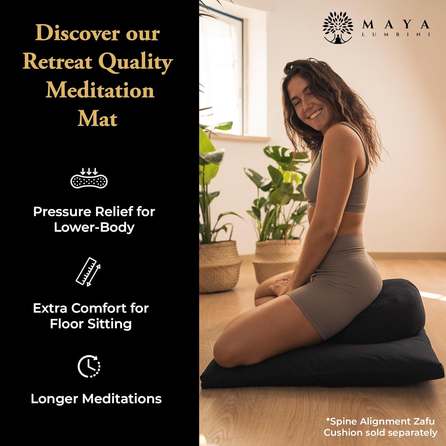Organic Meditation Mat Zabuton/Floor Pillow - 3 & 4 Inch Thickness Options - Prevents Knees & Legs Pain - Image 3