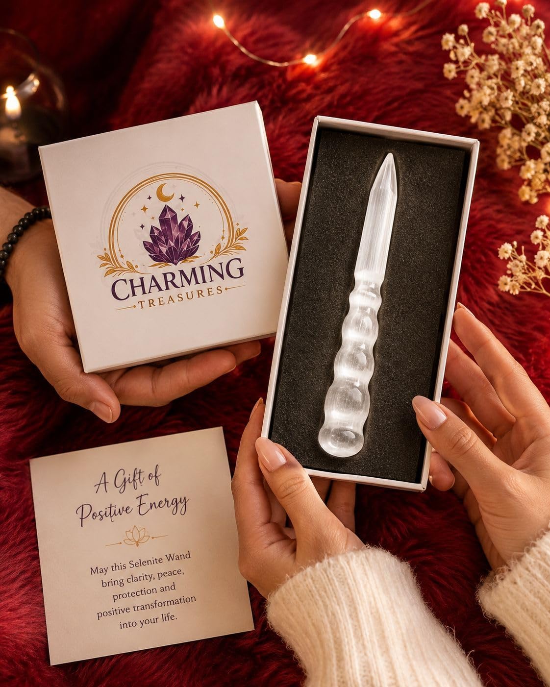 Handcrafted Natural Selenite Spiral Hand Carved Crystal Healing Wand | Metaphysical Energy Healing Wand for Reiki, Chakra Balancing,Meditation,Spiritual Cleansing, Aura Cleansing (8 inch) - Image 9