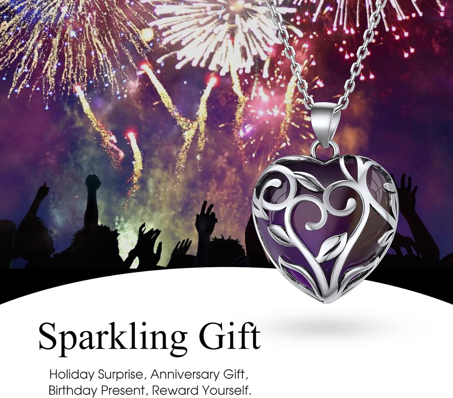 Bestyle Tree of Life Wrapped Healing Crystal Necklaces 12 Month Birthstone Pendant for Women, Crescent/Heart Gemstone Jewelry, Vintage Birthday Gifts/Energy Gift - Image 6