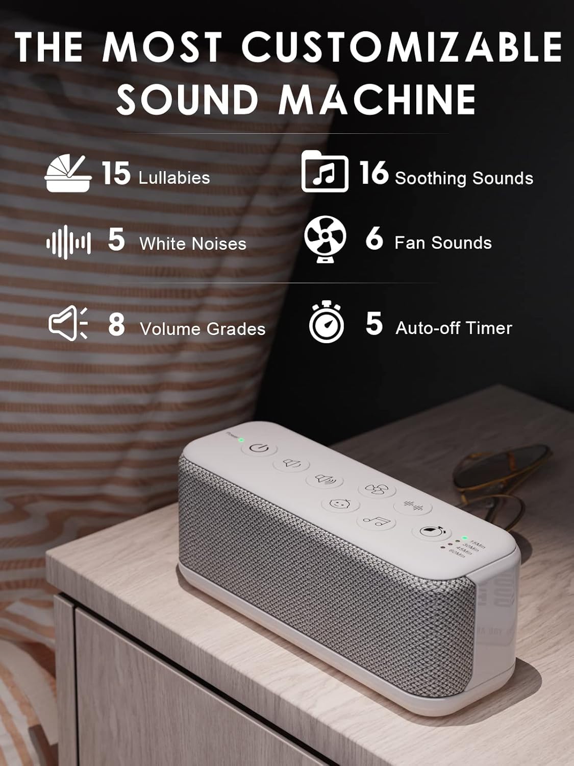 OnLyee White Noise Machine for Office Privacy, USB Rechargeable Sound Machine with 42 Non-Looping Sounds, Auto-Off Timer for Focus, Sleep and Travel - Image 2