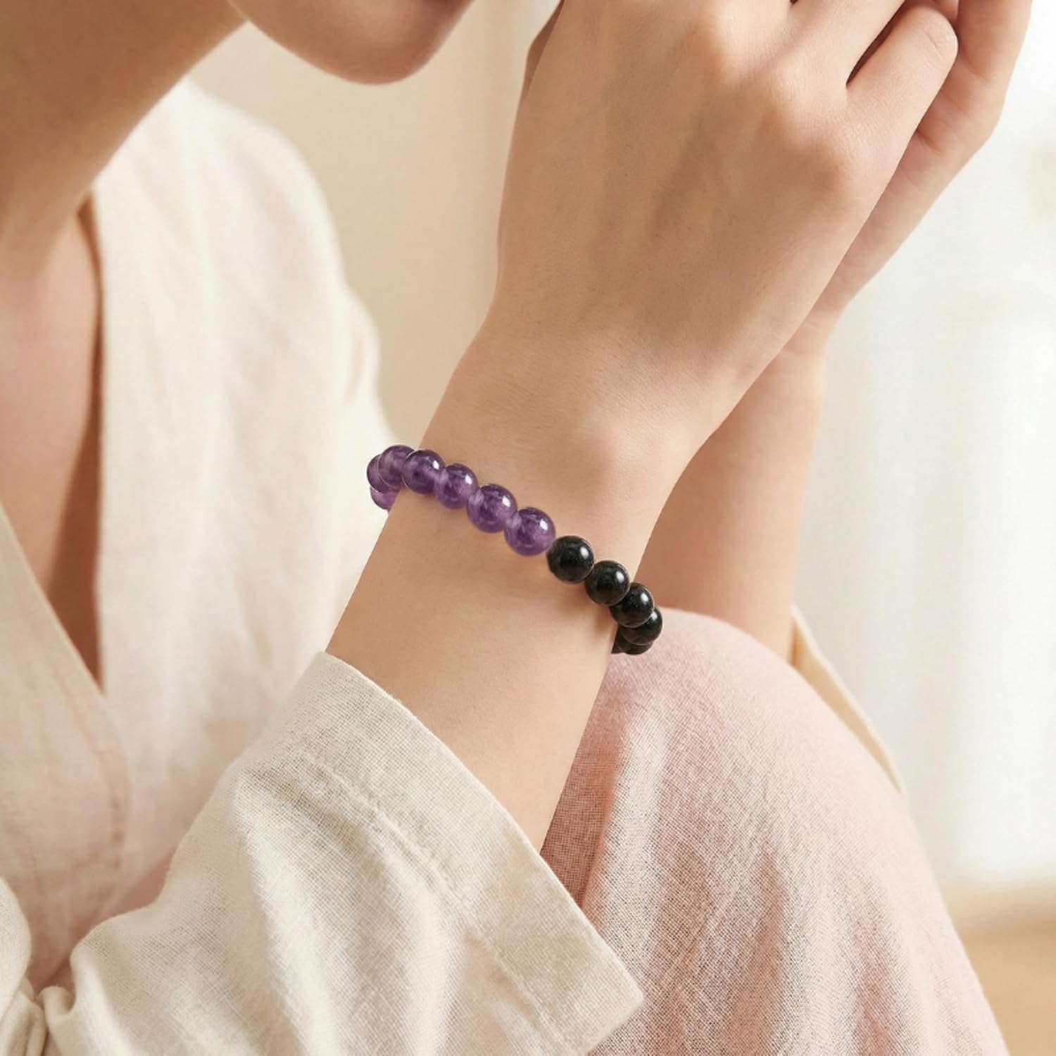 Bivei Protection Crystal Healing Bracelet | 8MM Strength Bracelet Spiritual Stretch Beaded Jewelry for Women Men Gift - Image 4