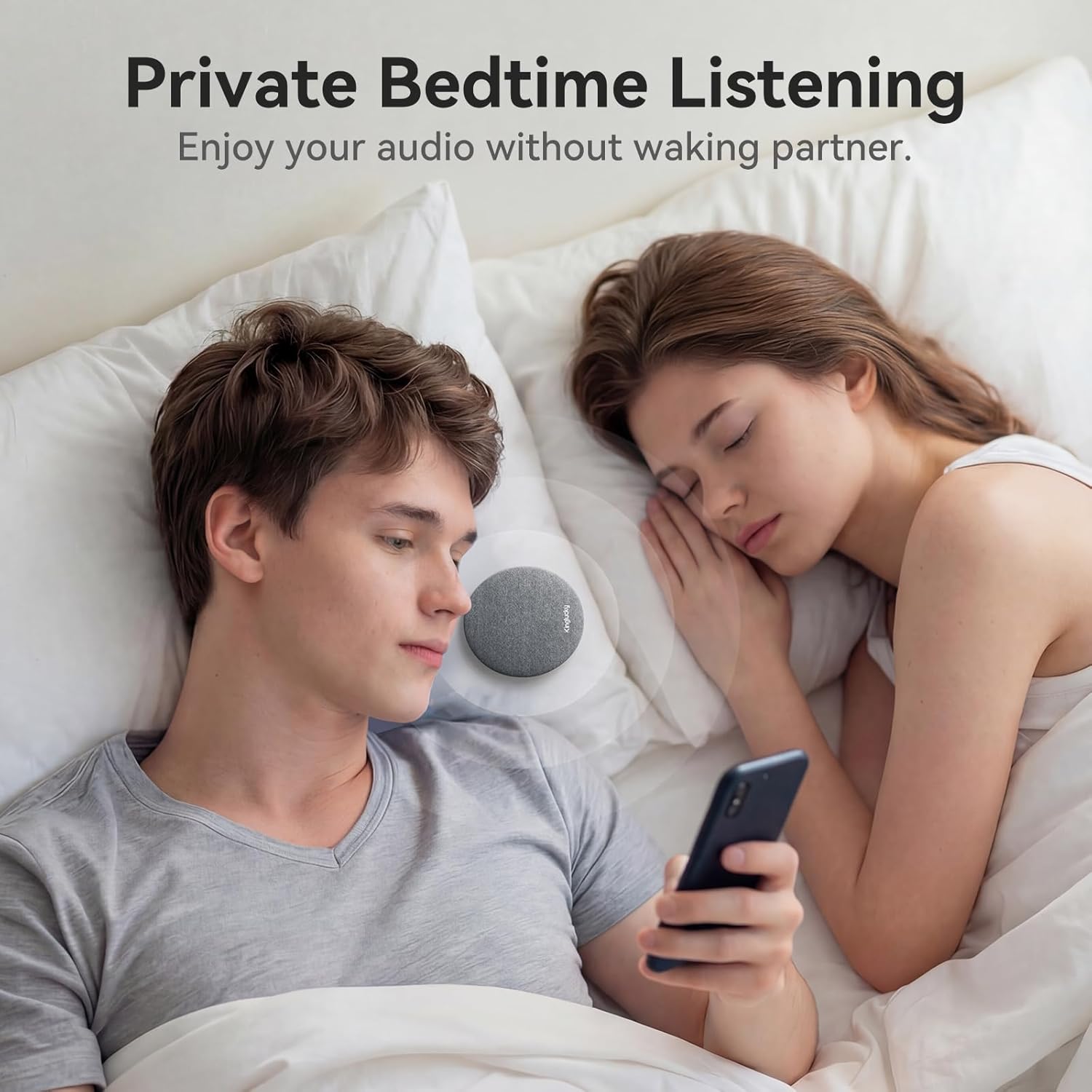 Kinglucky Pillow Speaker for Sleeping, Bluetooth Speaker Under Pillow with Built-in Pink Noise White Noise Sound Machine for Sleeping, White Noise Sound Machine with Sleep Pink Noise Music Grey - Image 2