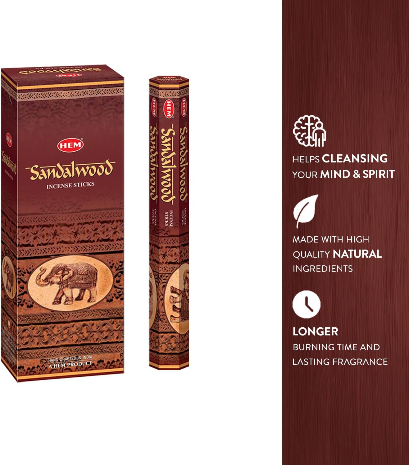 HEM - Sandalwood Incense Sticks - Pack of 6 - 120 count - 301g - Image 3