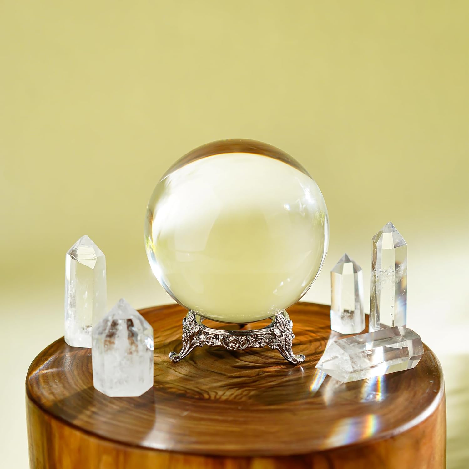 QFkris 80mm Clear Crystal Ball with Stand for Fortune Teller Divination Crystal Sphere for Magic, 3.1inch Decorative Ball for Lensball Photography, Feng Shui - Image 5