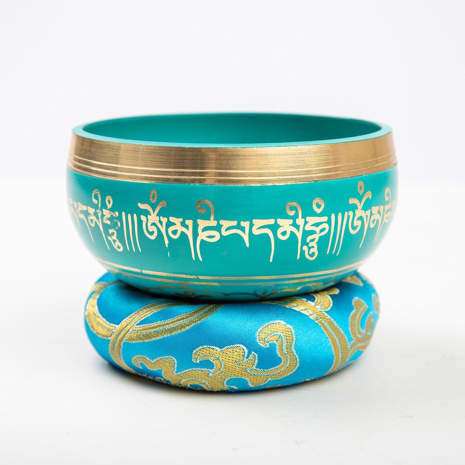Tibetan Singing Bowl Set - 4" Easy To Play Authentic Handmade For Meditation Sound 7 Chakra Healing By HIMALAYAN BAZAAR (Turquoise Blue, 4") - Image 3