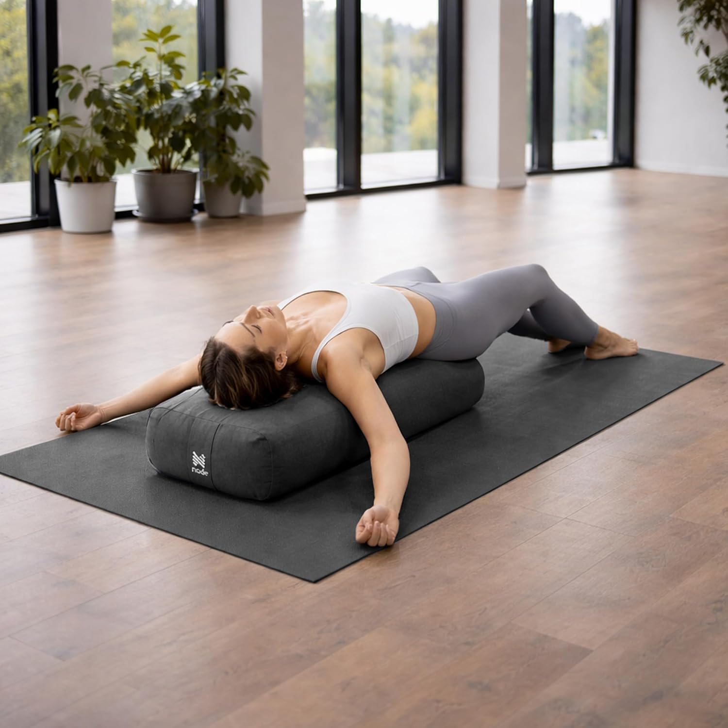 Yoga Meditation Cushion, 25" x 12" Rectangular Bolster with Organic Cotton Cover - Image 7