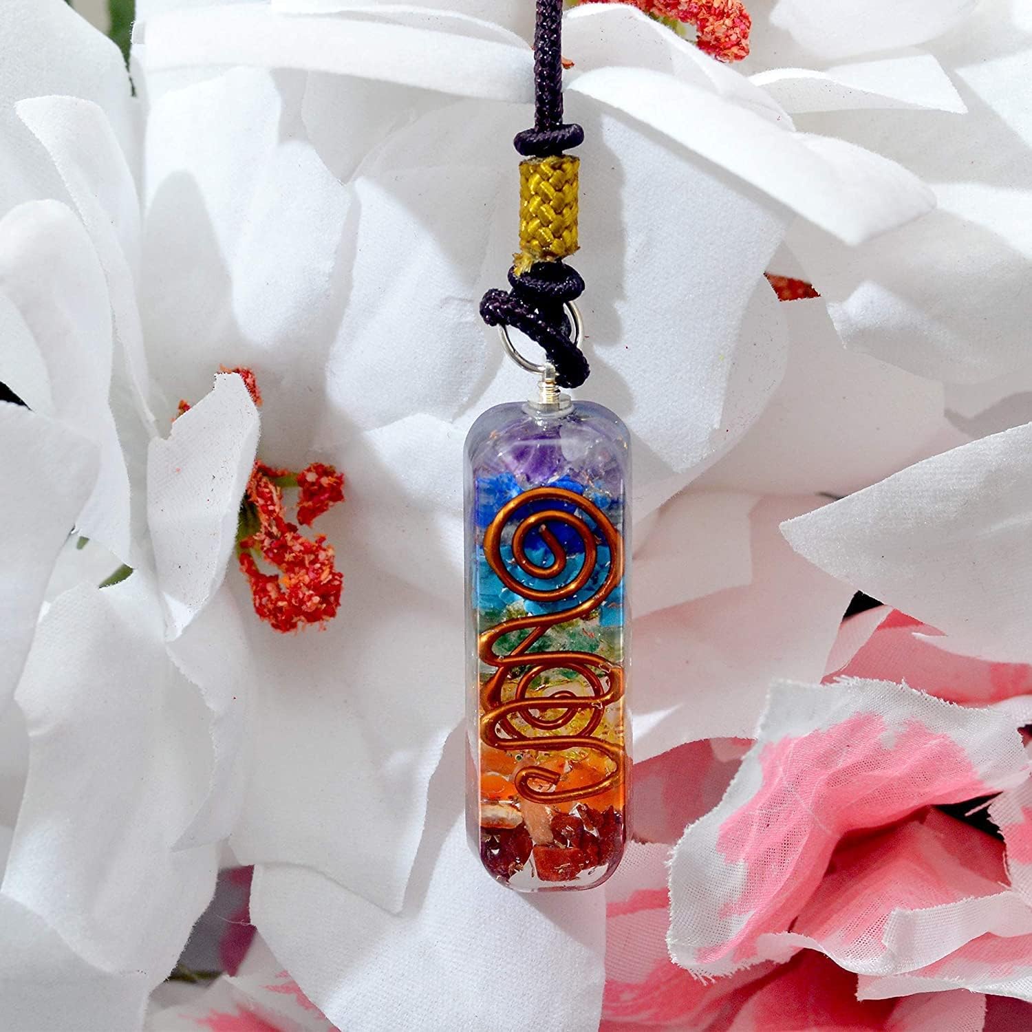 Orgonite Crystal Handmade Seven Chakra Pendant with Adjustable Cord - Orgone Healing Stone Necklace for Spiritual Balance, Meditation, Yoga, Reiki, Gift for Men and Women - Image 7