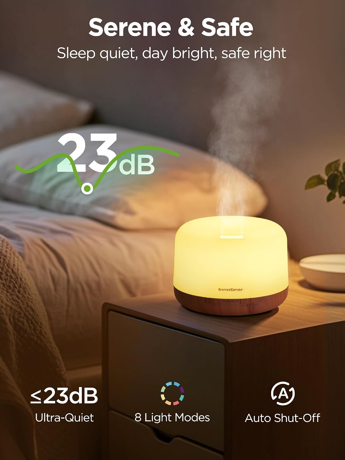 InnoGear Aromatherapy Diffuser & 10 Essential Oils Set, 500ml Essential Oil Diffuser with Remote Control Mother's Gift Ultrasonic Cool Mist Scent Humidifier Vaporizer Auto-Off Timer for Home, Yellow - Image 7