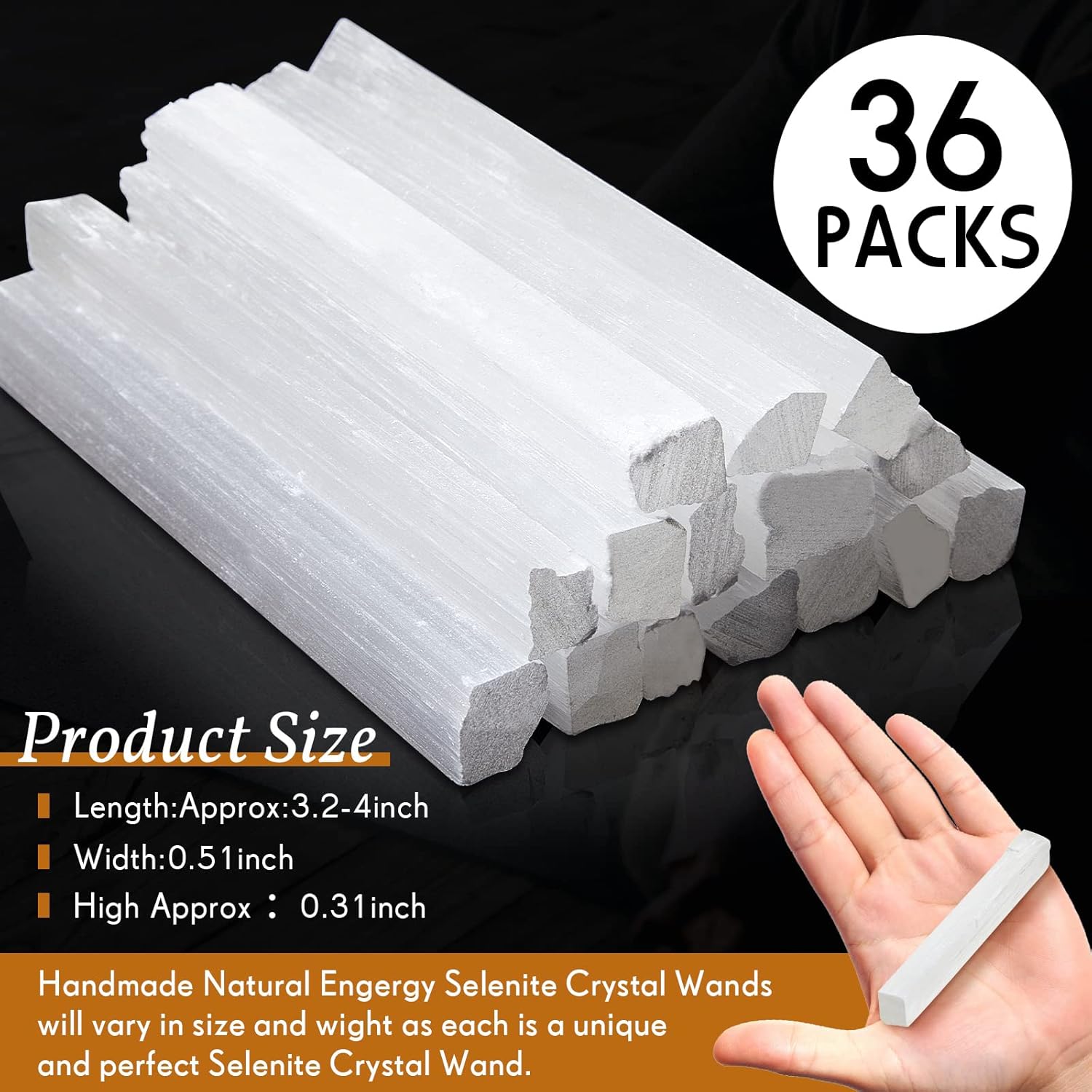 Tessco for you 36 Pieces 3.2 to 4 Inches Selenite Crystal Wands Selenite Sticks White Crystals and Healing Stones Spiritual Long Healing Crystals Stick for Reiki Energy Home Supplies - Image 2
