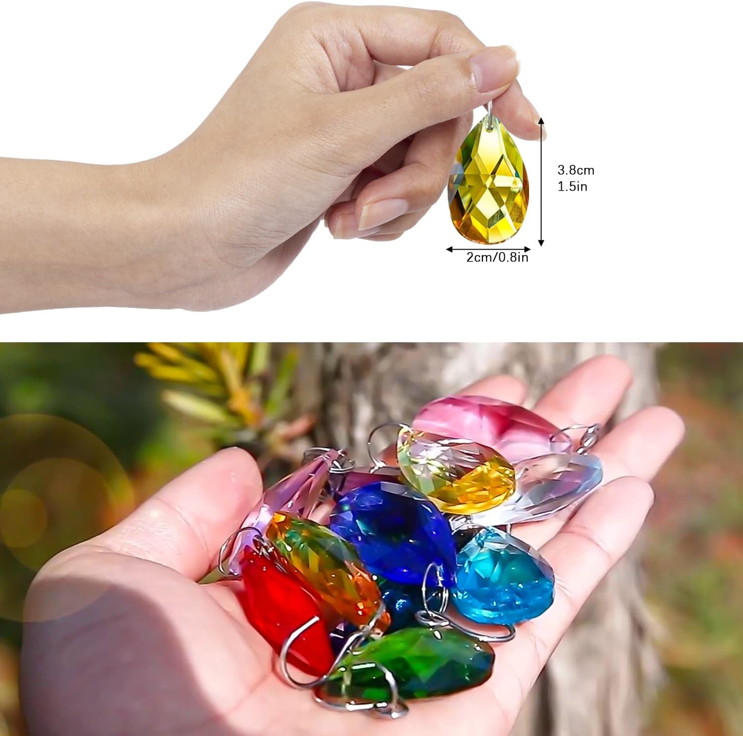 H&D HYALINE & DORA 38mm Multi-Color Feng Shui Faceted Decorating Crystal Grid Prism,Pack of 12 - Image 5