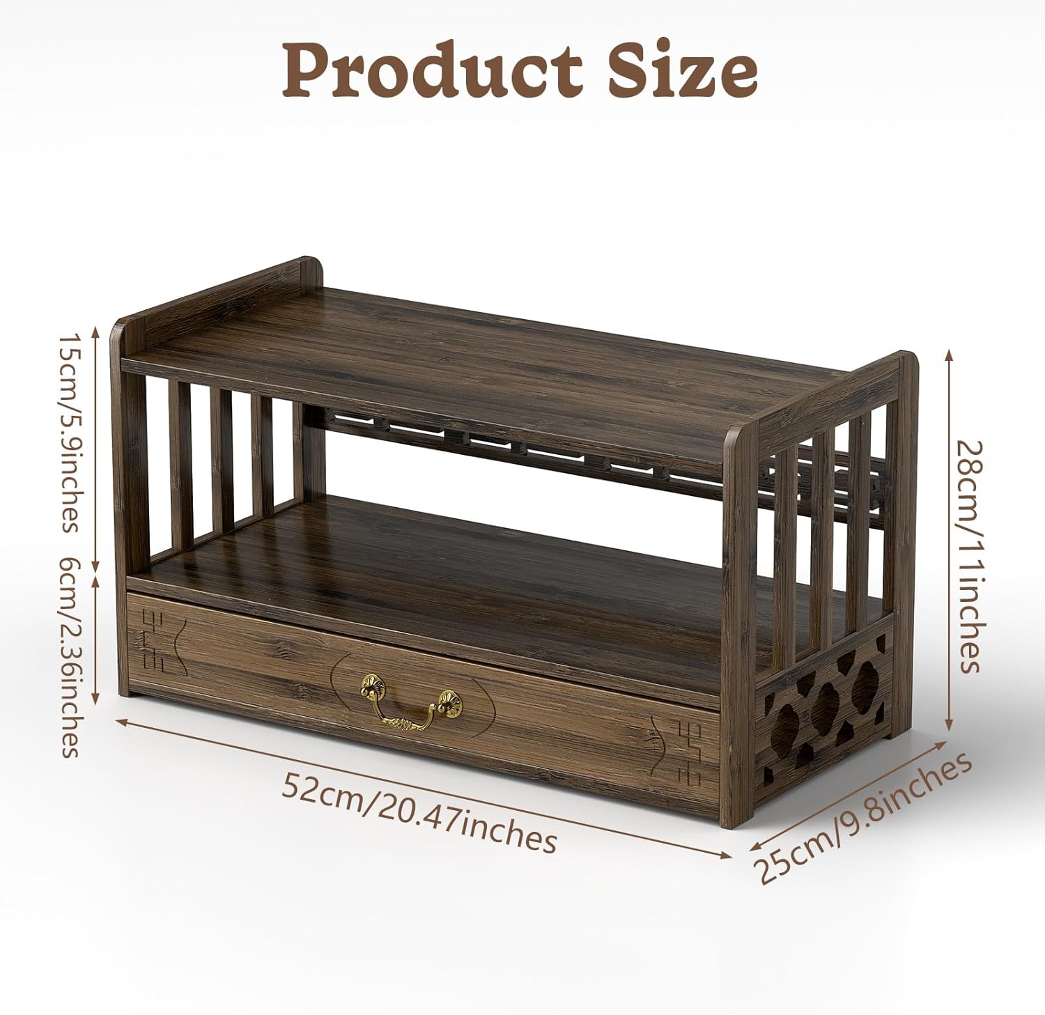 ikare Meditation Altar Table, Altar Table with Drawer, Puja Table for Home, Meditation Table for Prayers, Divination, Worship or Bamboo Furniture for Displaying Jars, Plants and Books (52cm) - Image 2