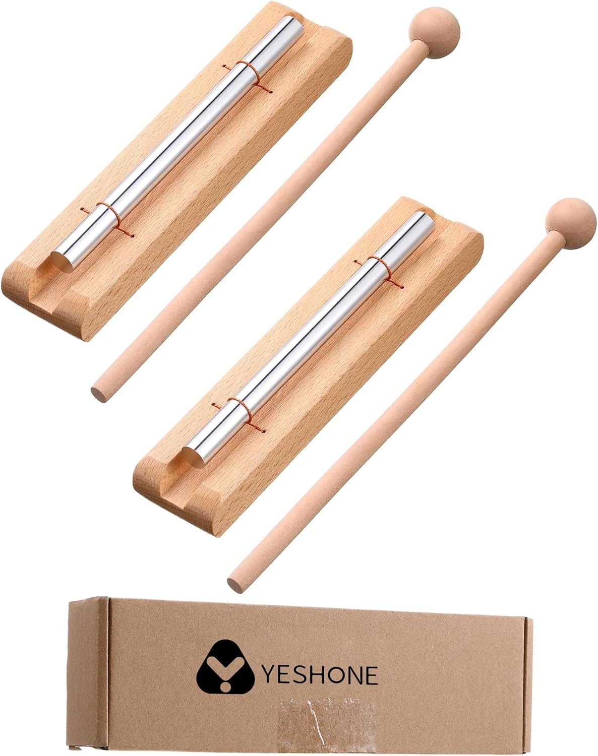2 Set Hand Chimes for Classroom Meditation Chimes Bells Classroom Management Tools Instrument with Mallet for Meditation Yoga Prayer Teacher School (Single Tone,Wooden Color) - Image 8