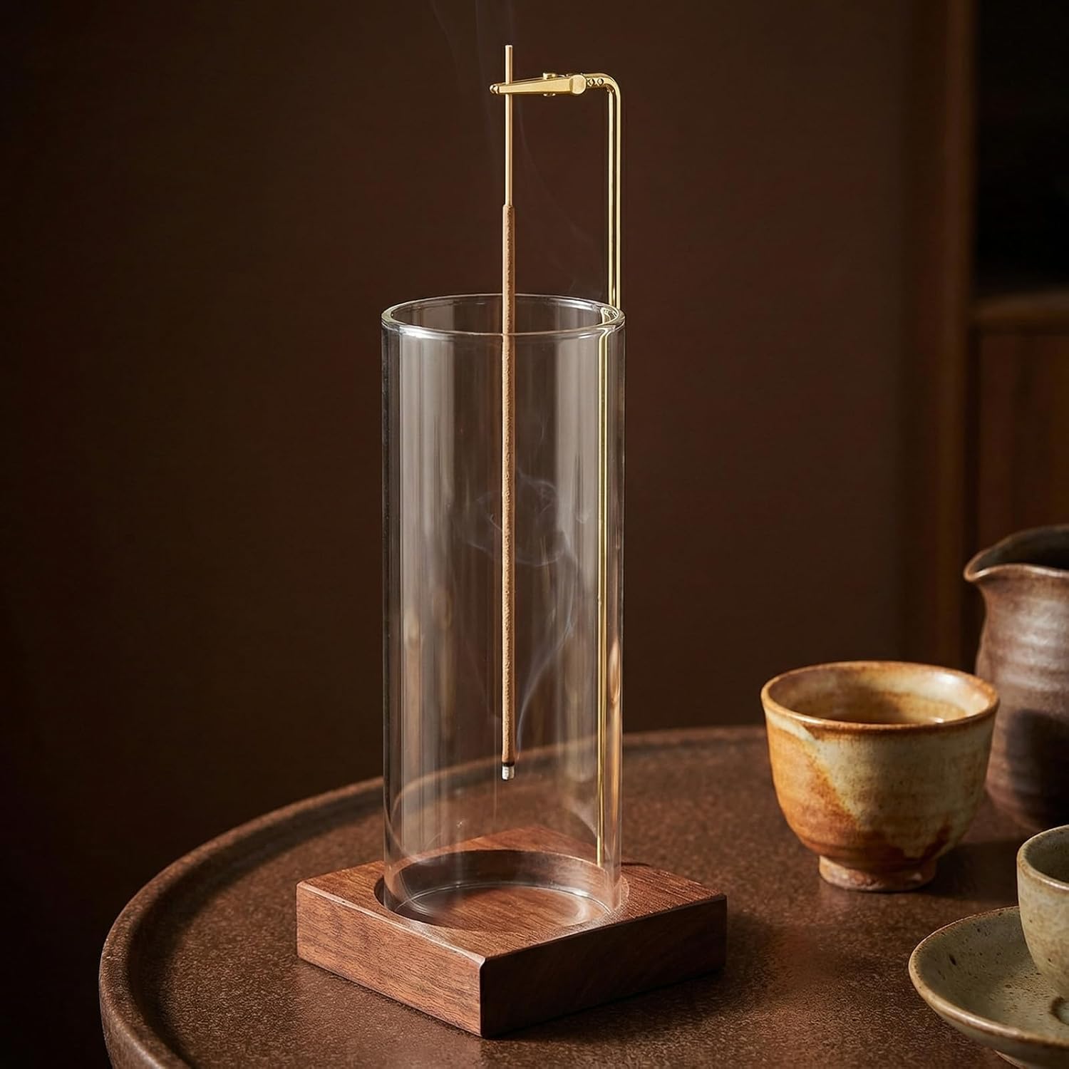 Incense Holder,Wooden Incense Holder for Sticks with 20 Incense Sticks, Anti-ash Incense Burner with Glass Ash Catcher for Meditation Yoga Spa Gift Home Decor - Image 3