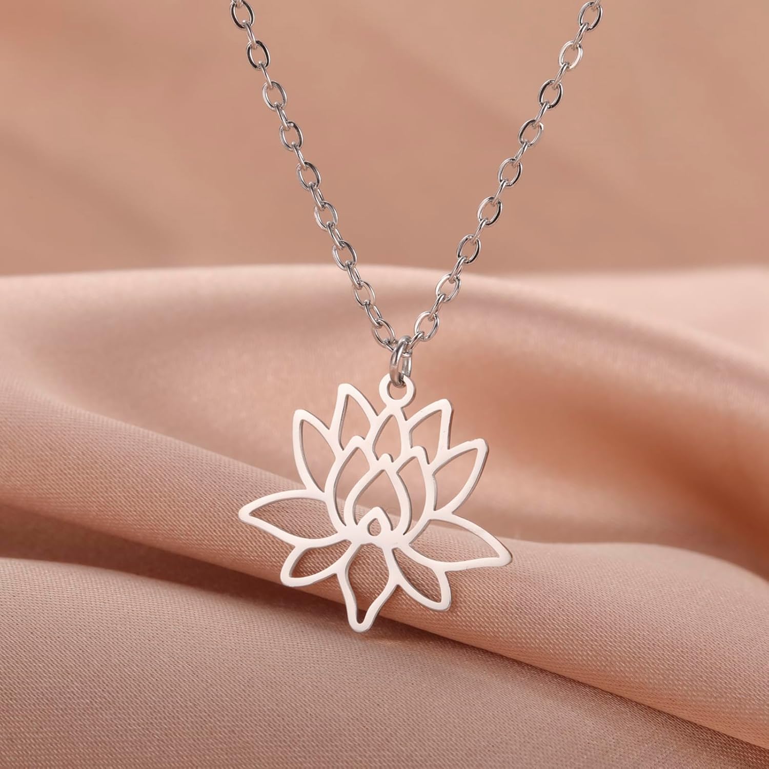 UNIFT Lotus Necklace for Women Stainless Steel Dainty Yoga Symbol Chakra Lotus Flower Pendant Necklace Spiritual Jewelry Inspirational Gifts - Image 4