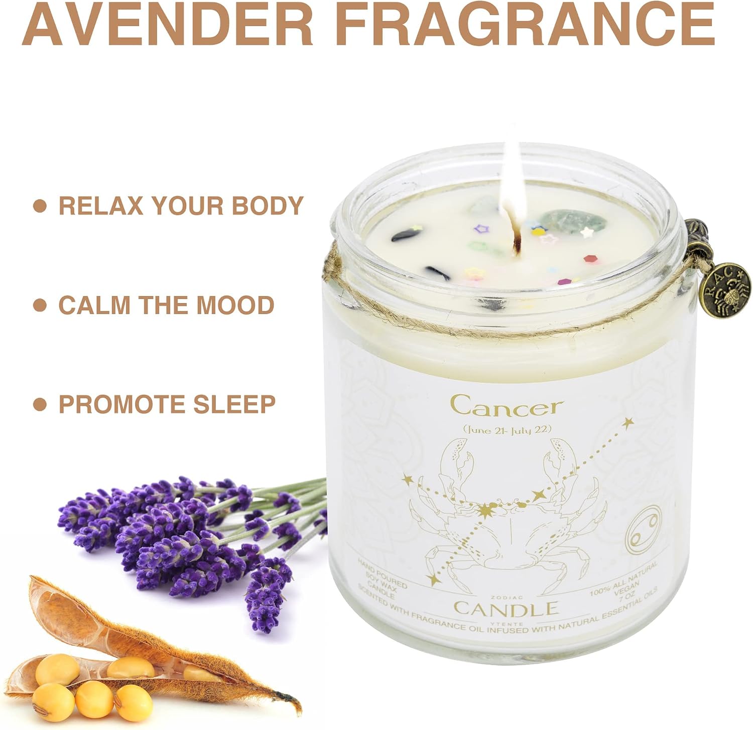 Cancer Candles - Zodiac Sign June-July Birthday Gifts - Scented Crystal Candles - Image 4