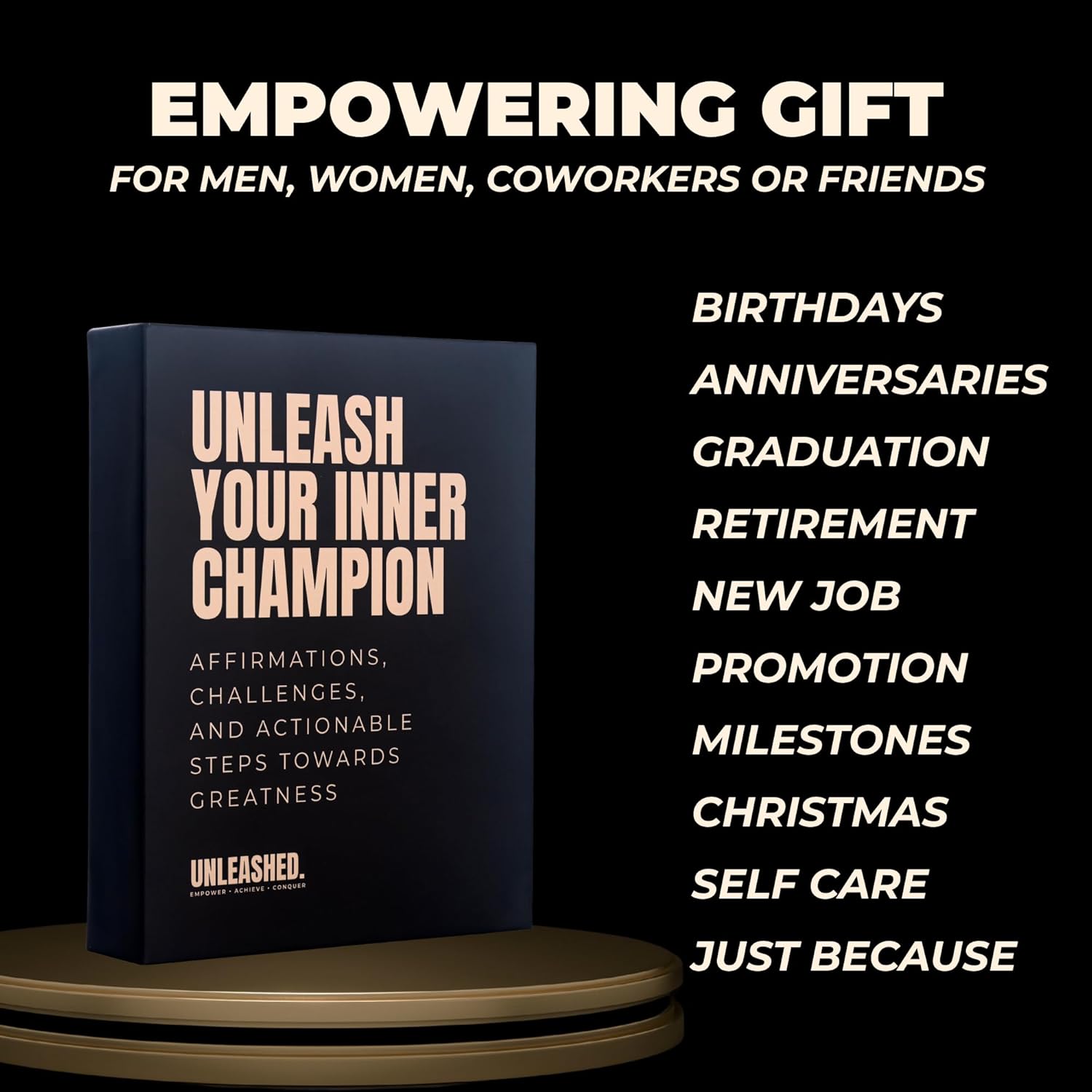 Daily Affirmation Cards to Unleash Your Best Self - 55 Cards for Driven Men & Women for Birthday, New Job, Promotion, Personal Growth, | Motivational Gifts for Husband, Boyfriend, Employees, Athletes - Image 6