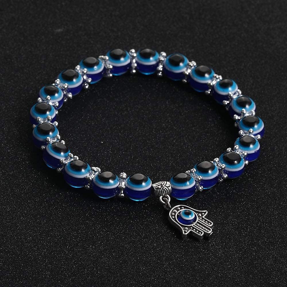 SUMMER LOVE Handmade Evil Eye Jewelry Blue Beaded Charm Stretch Bracelet Evil Eye Bracelet for Women Men Teens - Image 5