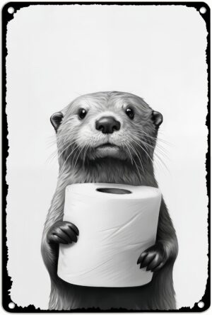 Funny Otter Holding Toilet Paper Me...