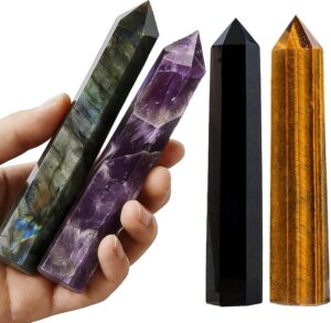 4Pcs 5.9 Inch Natural Crystal Obeli...