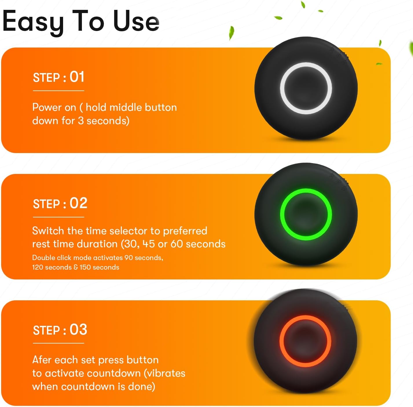 Rest Time Fitness Timer - Countdown Gym Timer and Stopwatch, Vibrating, Compact Design, Rechargeable Battery - Image 4