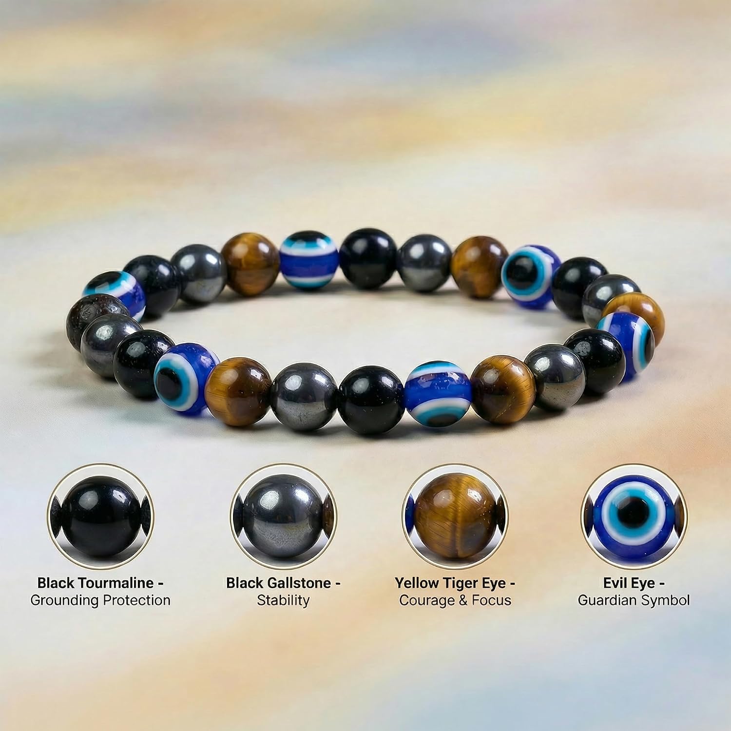 Bivei Protection Crystal Healing Bracelet | 8MM Strength Bracelet Spiritual Stretch Beaded Jewelry for Women Men Gift - Image 3
