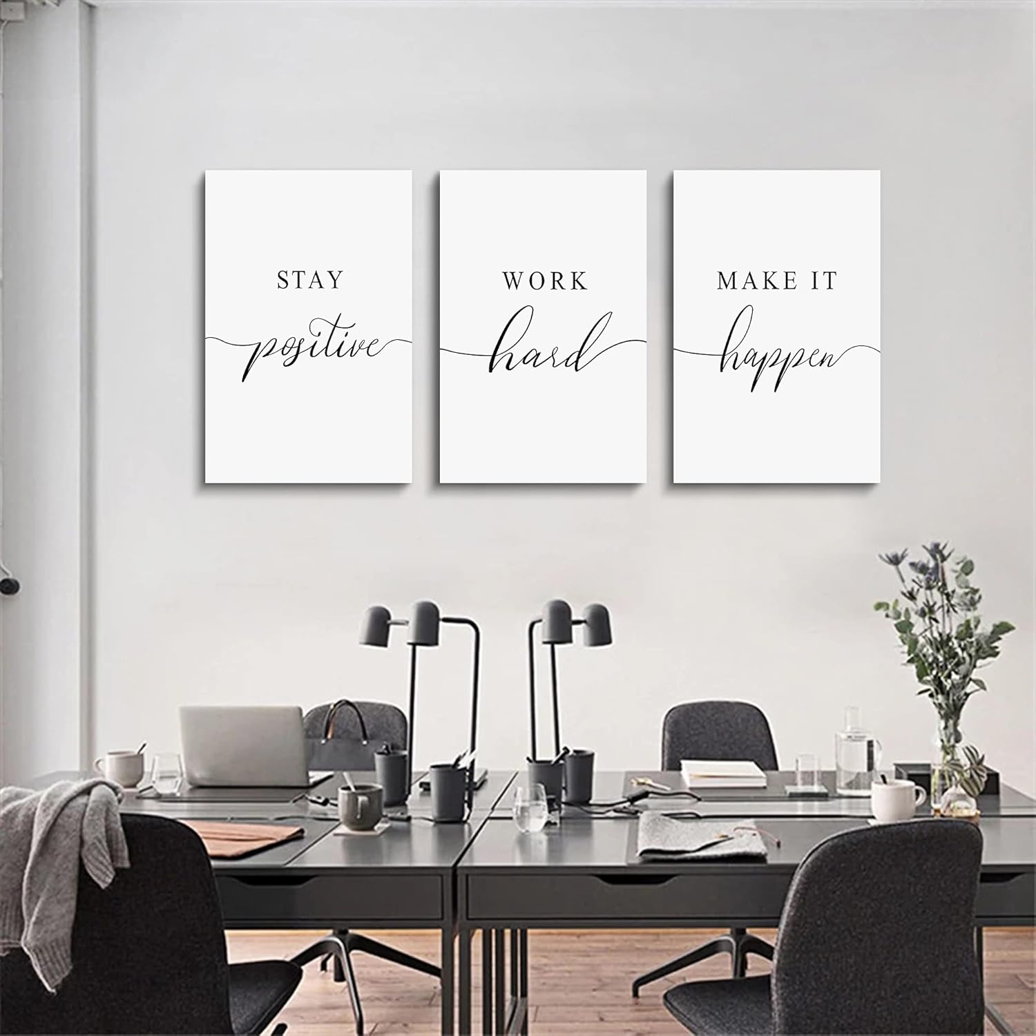 Framed Canvas Wall Art Positive Quote, Office Art, White Large Poster, Motivational Artwork Set of 3 Prints, Inspirational Poster Prints (G-3pcs,12x16inchx3pcs) - Image 4