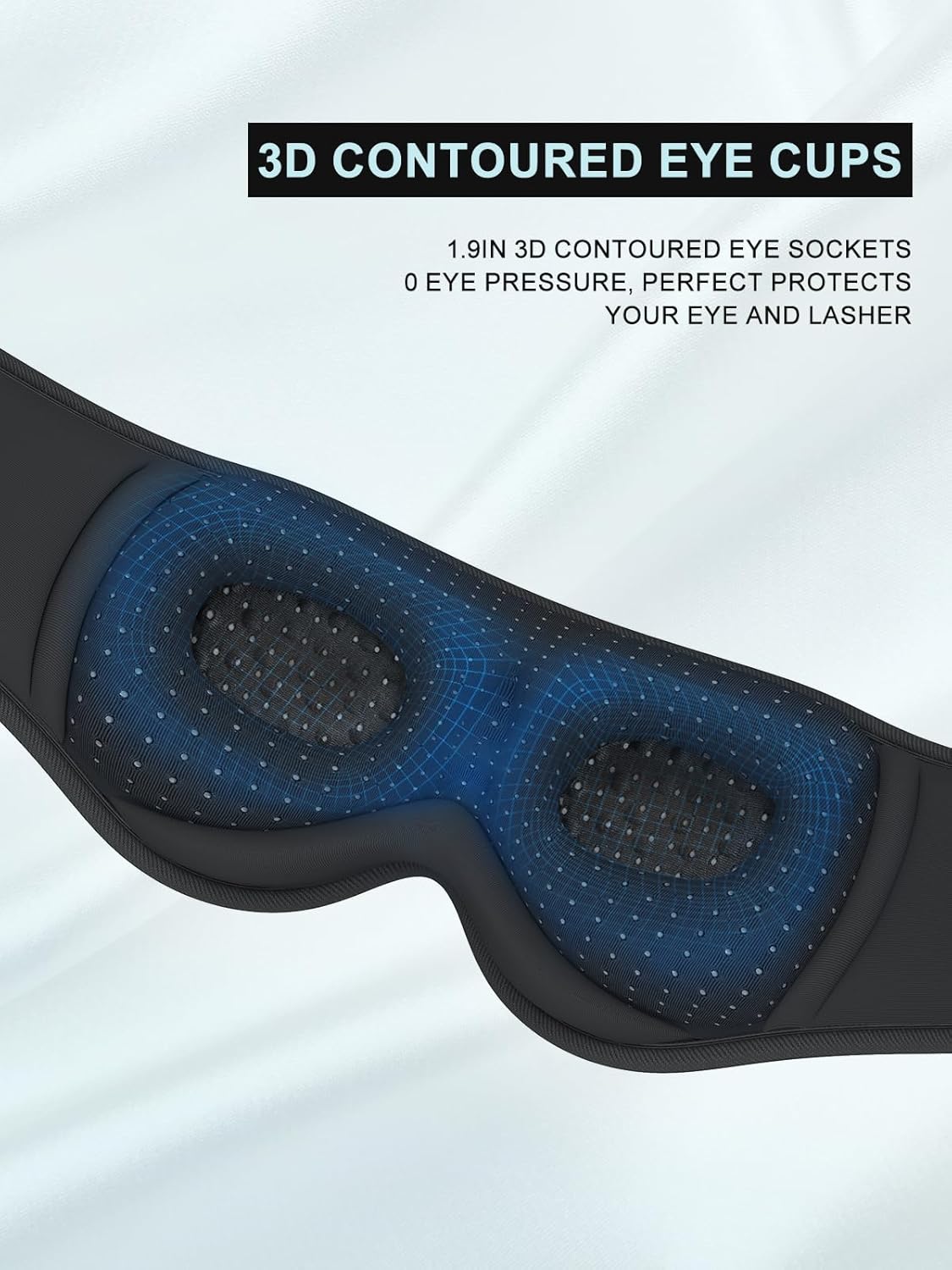 LC-dolida Sleep Headphones, 3D Sleep Mask Bluetooth Wireless Music Eye Mask, Sleeping Headphones for Side Sleepers Sleep Mask with Bluetooth Headphones Ultra-Thin Stereo Speakers Perfect for Sleeping - Image 7