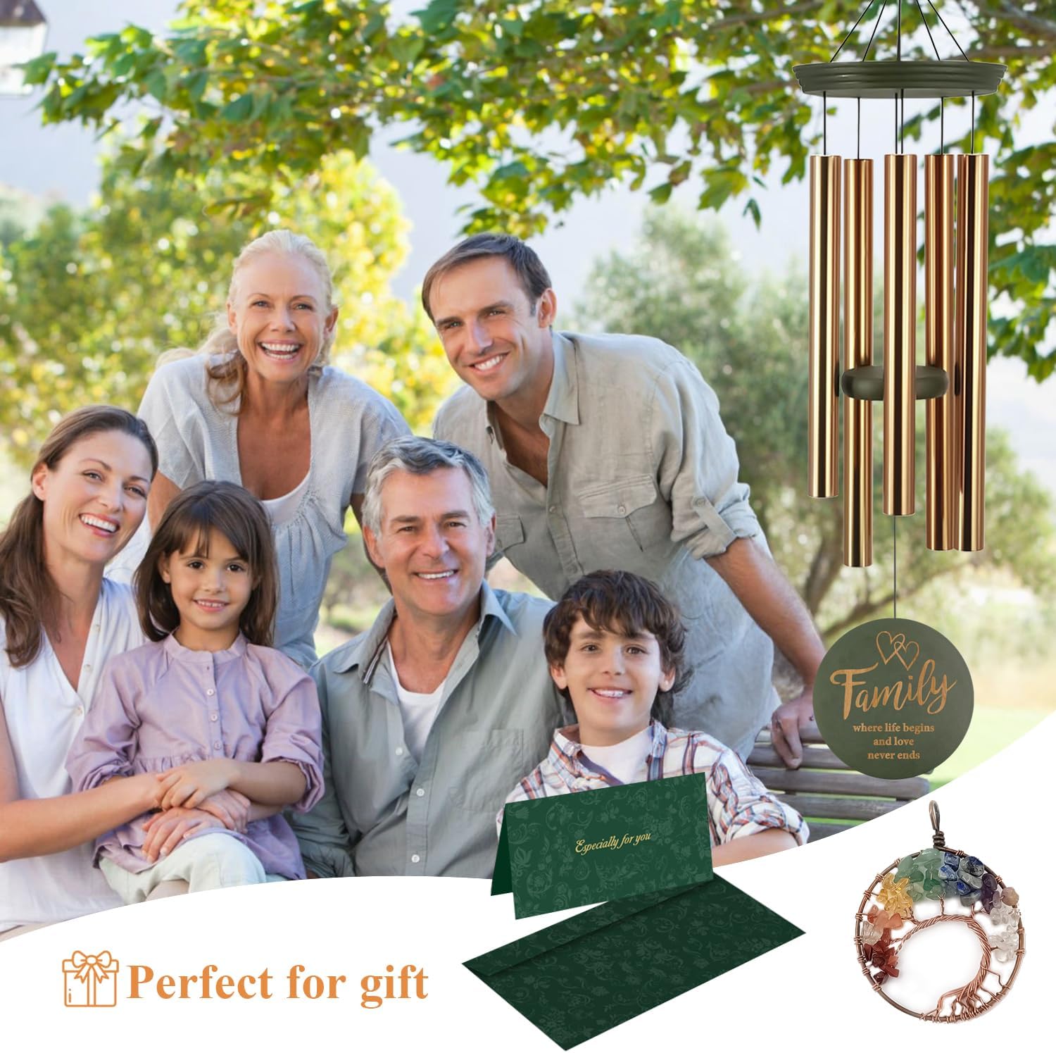 ASTARIN Wind Chimes for Outside, Large Outdoor Windchimes with Engraved Tree of Life, Premium Tuned Metal Chimes for Mother/Grandma, Home & Garden Decor with Soothing Tone - Image 4
