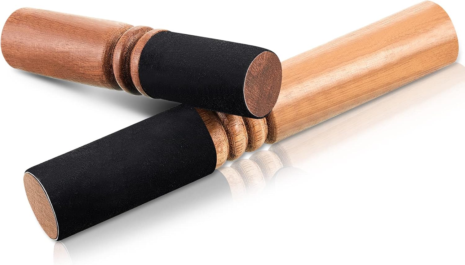 Nuanchu 2 Pieces Tibetan Singing Bowl Mallet Suede Wooden Striker Leather Wrapped Meditation Mallet Sound Bowl Stick Buddha Musical Instruments for Buddhist Meditation Yoga Chime (Black and Brown)