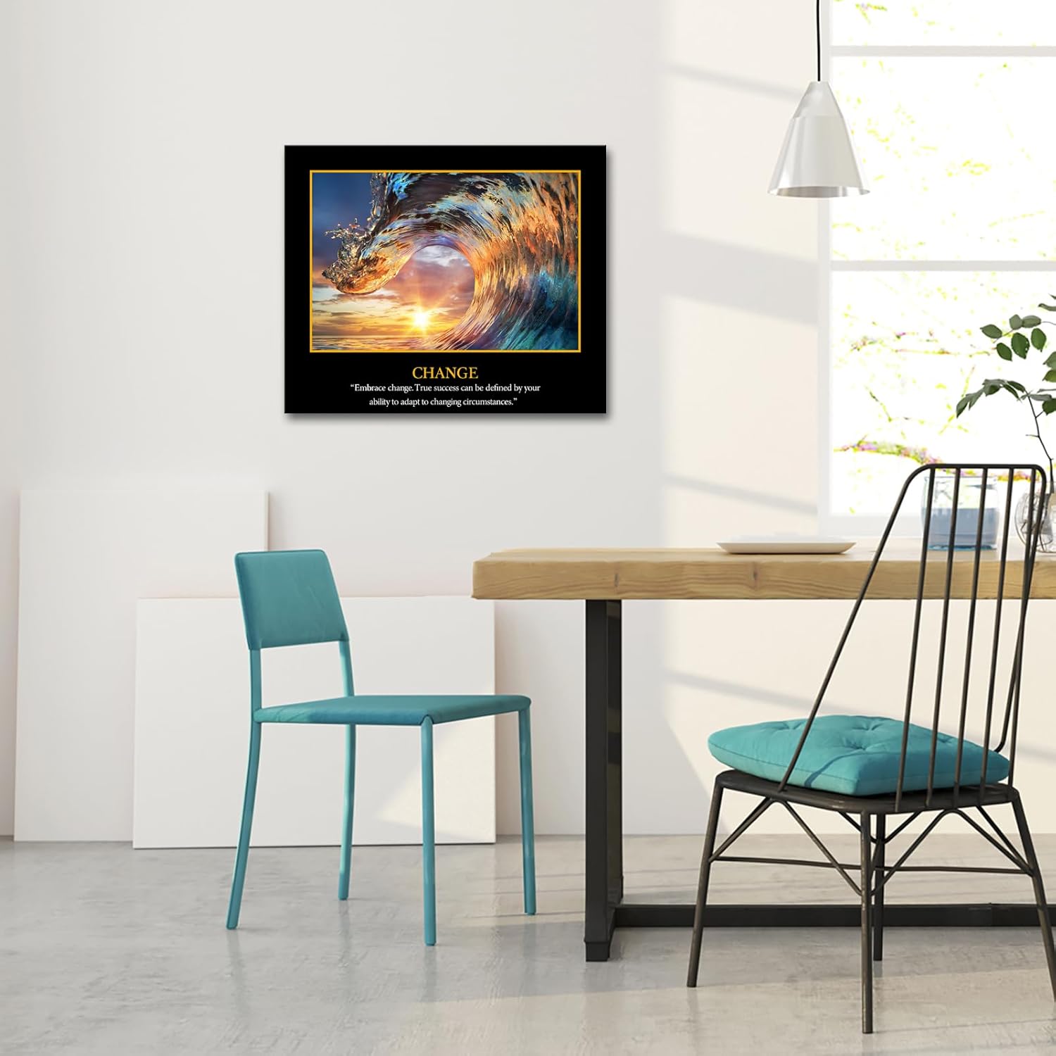 KREATIVE ARTS Motivational Self Positive Office Quotes Inspirational Success Teamwork Posters Canvas Prints Amazing Ocean Wave Pictures Sunset on Sea Landscape Wall Art 20x24 - Image 3