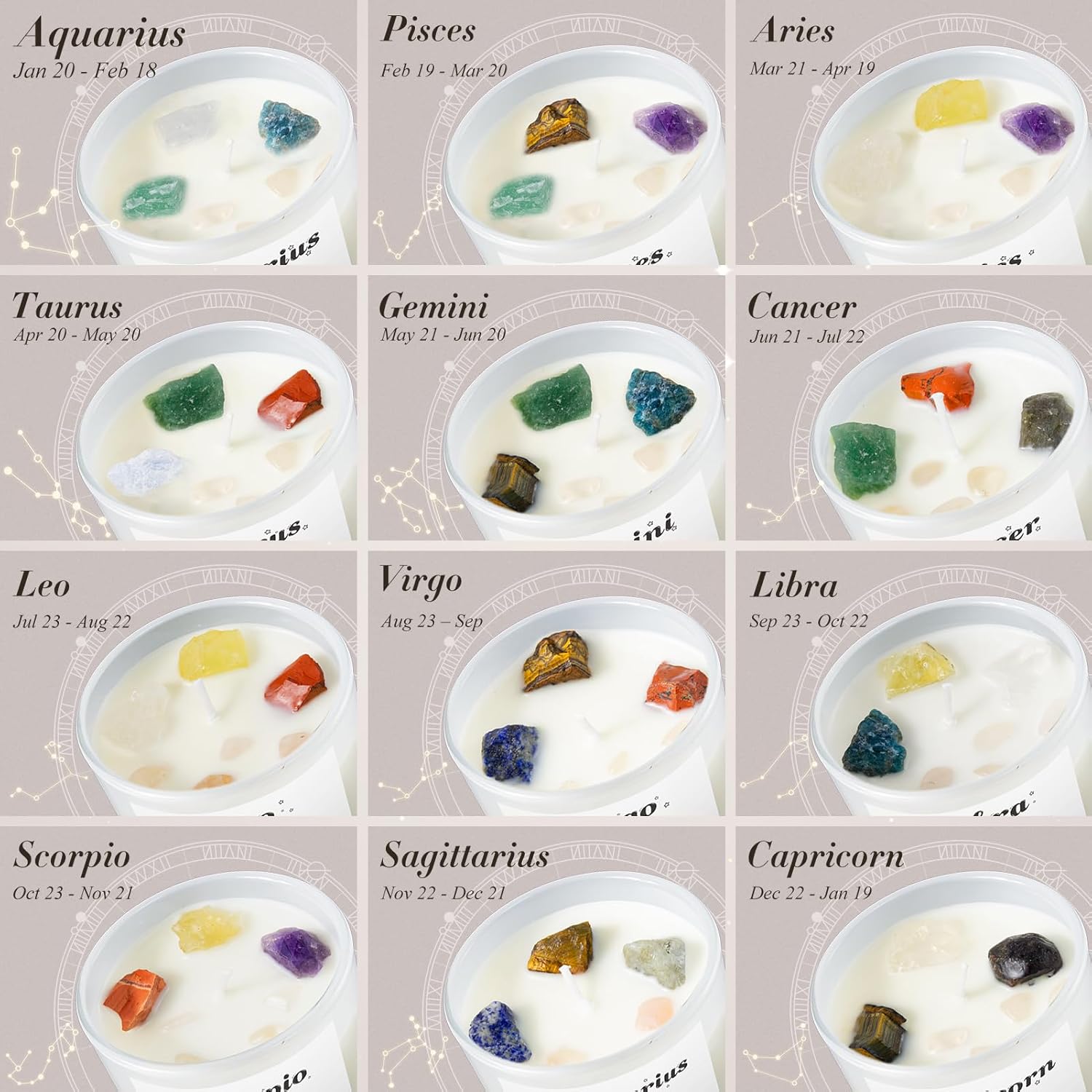 Virgo Gifts for Women, Zodiac Virgo Candle with Healing Crystals,Astrology Birthday Gifts for Women, Mom, Sister, Friends, Meditation, Yoga, Relaxation (7oz) - Image 8