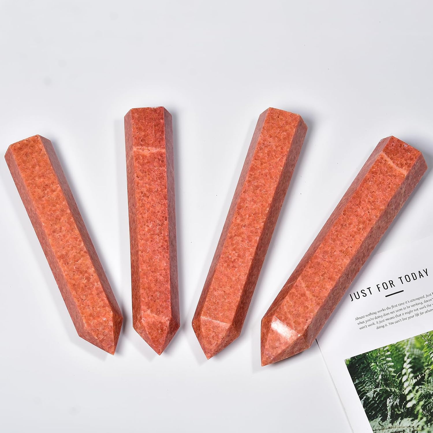JIC Gem Extra Large Sunstone Obelisk Tower Points Natural Healing Crystal Wand 6 Faceted Sunstone Quartz Crystals Tower Wand Home Decor Reiki Chakra Meditation 3.0-3.5 Lbs - Image 4