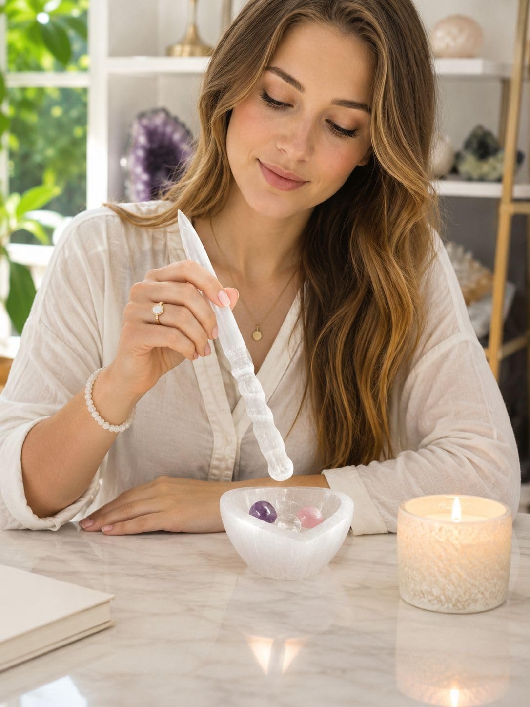 Handcrafted Natural Selenite Spiral Hand Carved Crystal Healing Wand | Metaphysical Energy Healing Wand for Reiki, Chakra Balancing,Meditation,Spiritual Cleansing, Aura Cleansing (8 inch) - Image 4
