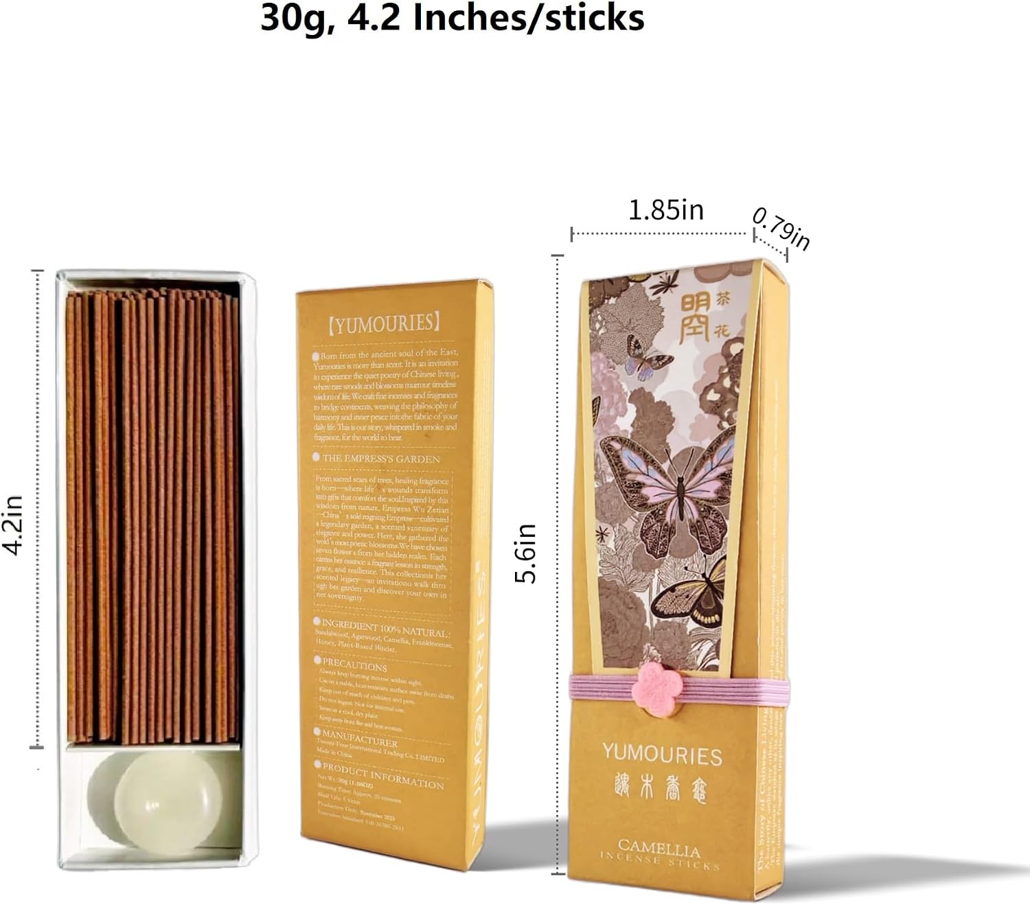 Camellia Incense Sticks 30g · Non-Toxic · Low Smoke for Meditation | Woody floral blend, 20-min burn sticks, with pebble holder, home fragrance, stress relief, gift for spa yoga home - Image 8