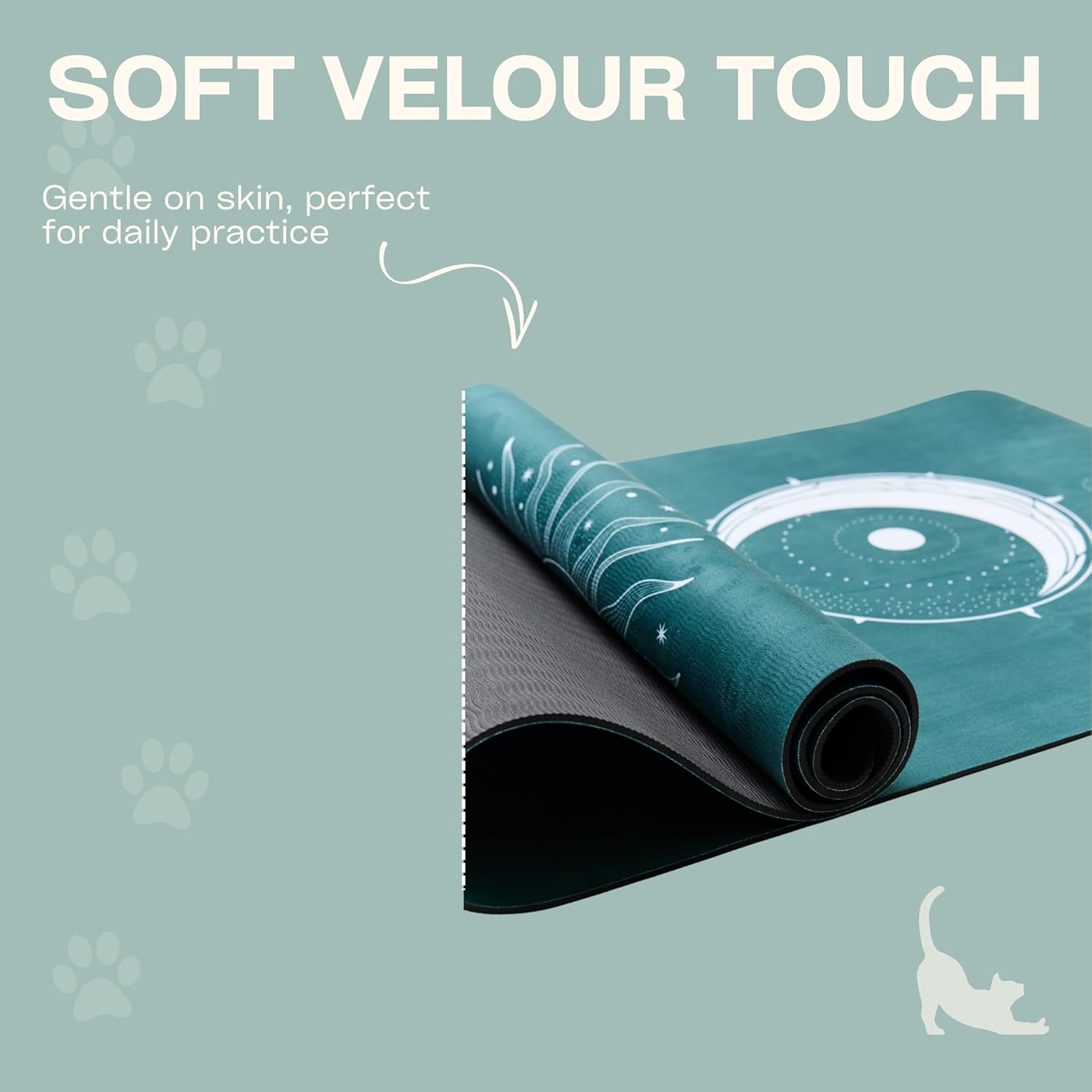 Yoga Mat With Strap 5mm Non Slip Suede & TPE - Eco-Friendly Fitness & Exercise Mat for Home Gym, Pilates, Hot Yoga, and Meditation - Lightweight Durable 72 x 24 inch Workout Mat for Women, Men - Image 4