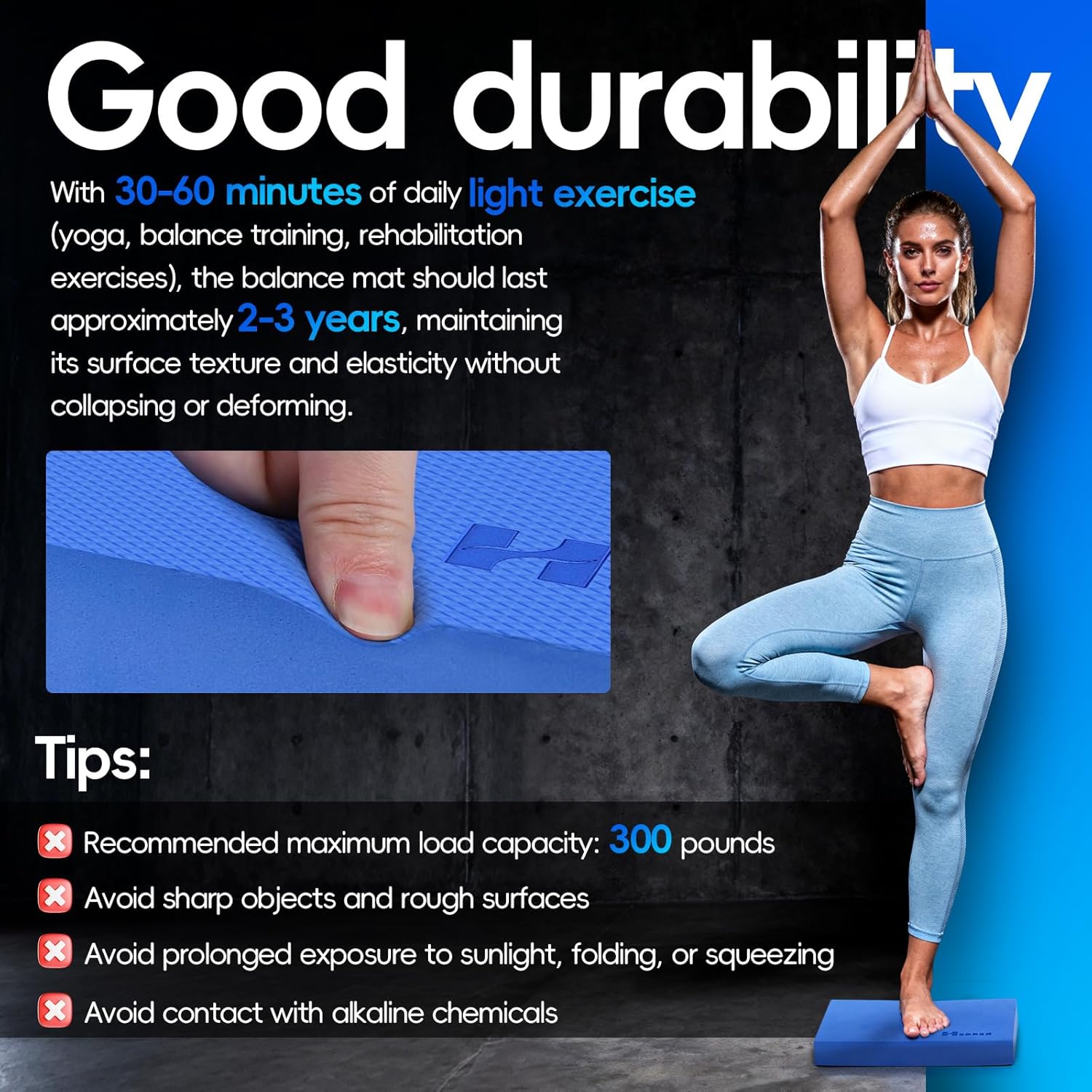 Professional Balance Pad, Nonslip Foam Exercise Balance Pad Cushion for Physical Therapy, Foam Balance Mat for Exercise, Yoga, Fitness, Stability Training and Stretching - Image 4