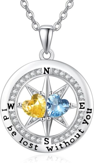 Compass Birthstones Necklace for Wo...