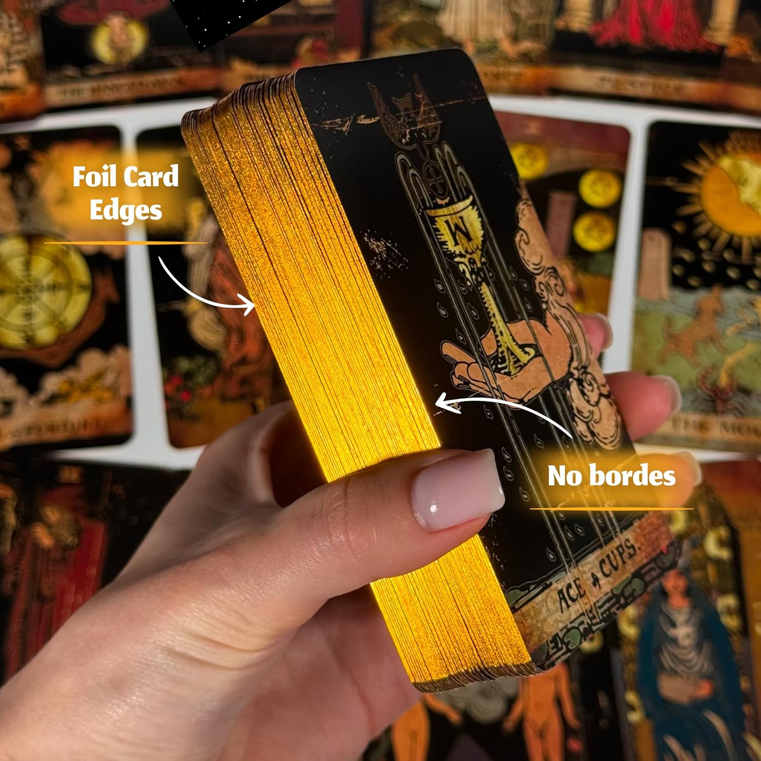 CRAFTERIAN Tarot Cards, 78-Card Deck, Original Tarot for Beginners & Experts with Guide Book, Gift Bag & Box, Fortune Telling Game, Adults, Black - Image 2