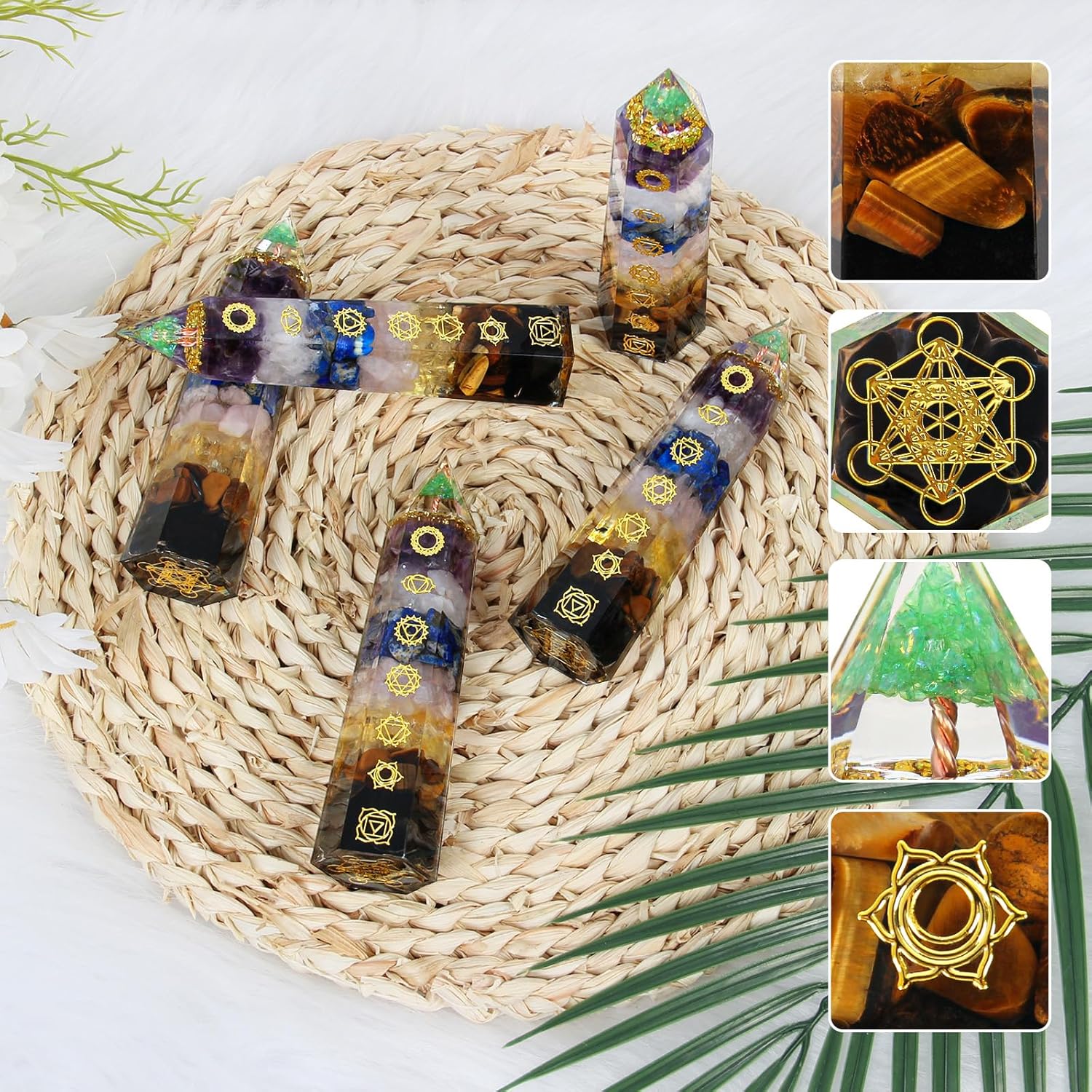7 Chakra Crystal Wand – Handmade Crystal Tower with Tree of Life Healing Crystals for Chakra Balance, Energy Cleansing, Reiki, Home Decor, Crystals and Healing Stones - Image 4