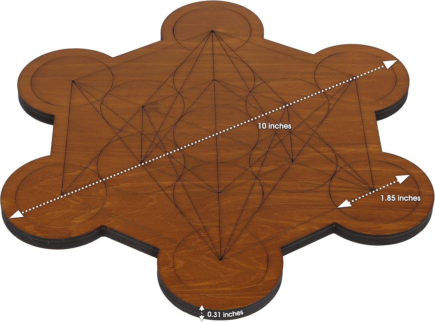 Crystal Grid Board for Stones - 10" Diameter Metatron's Cube Sacred Geometry Board - Amplify the Power of Your Crystals - Chakra Grid Plate, Altar Decor - Cubo de Metatron - Image 2