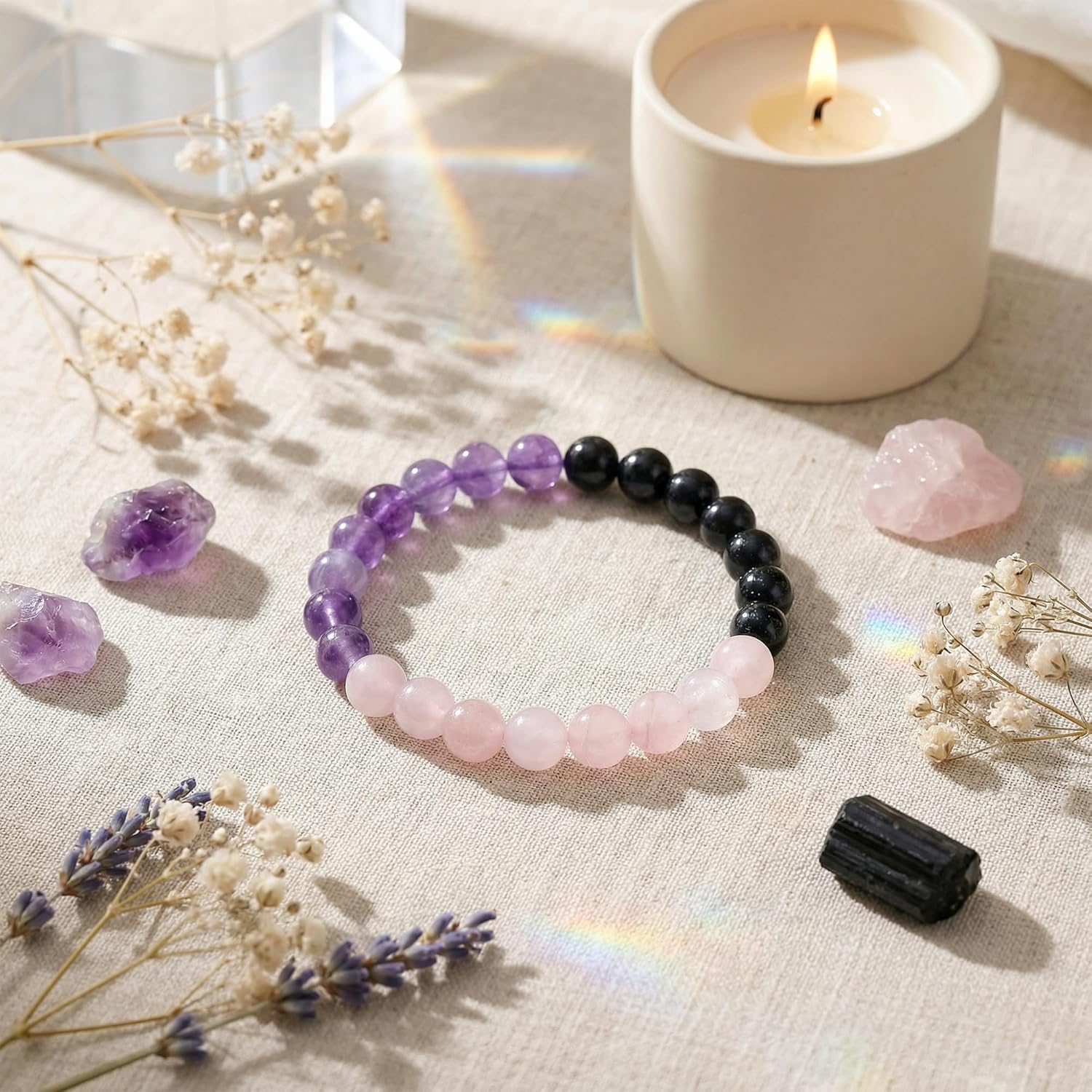 Bivei Protection Crystal Healing Bracelet | 8MM Strength Bracelet Spiritual Stretch Beaded Jewelry for Women Men Gift - Image 2
