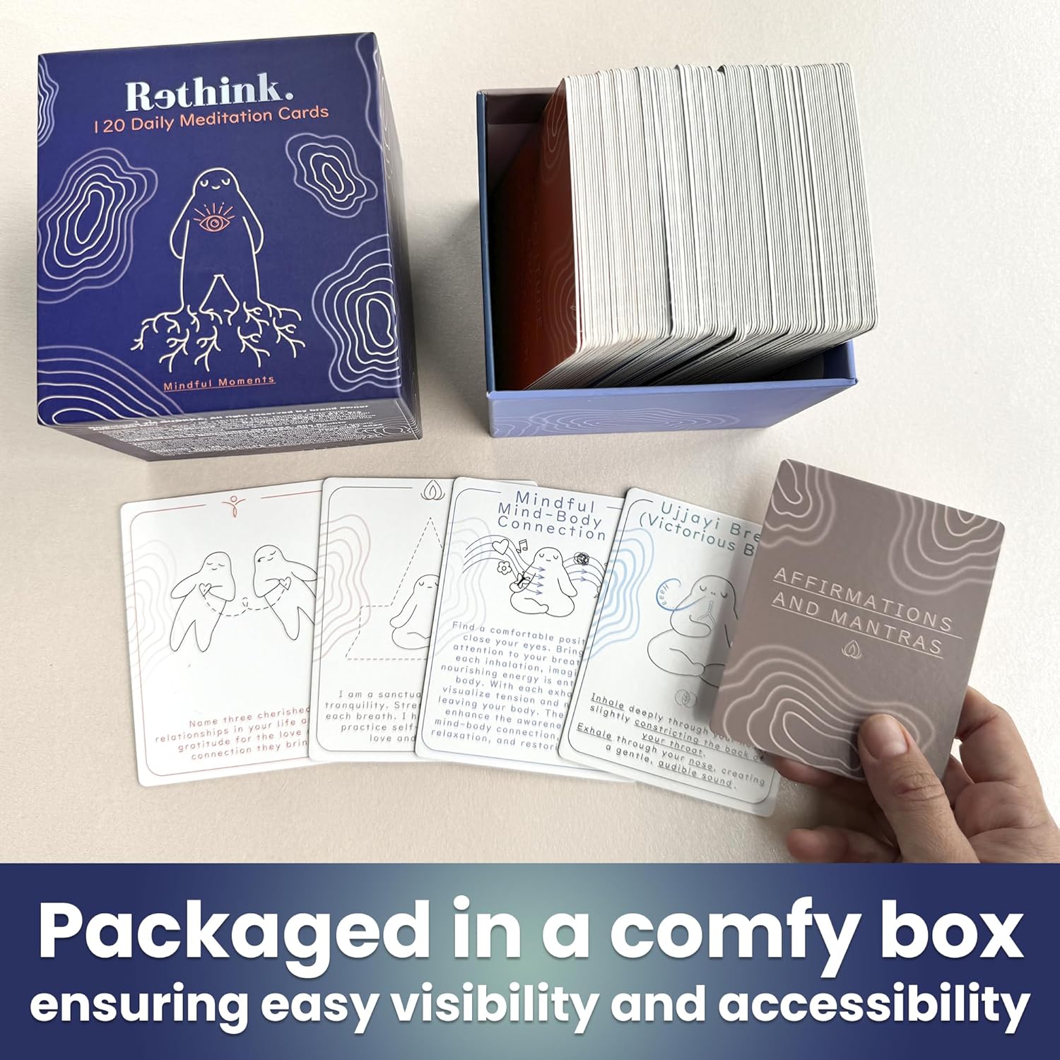 QUOKKA Meditation Cards - 120 Cards for Adults - Anxiety Relief Items Affirmation Cards for Mental Health - Calming Self Care for Women - Perfect Mindfulness Gift for Adult - Image 4
