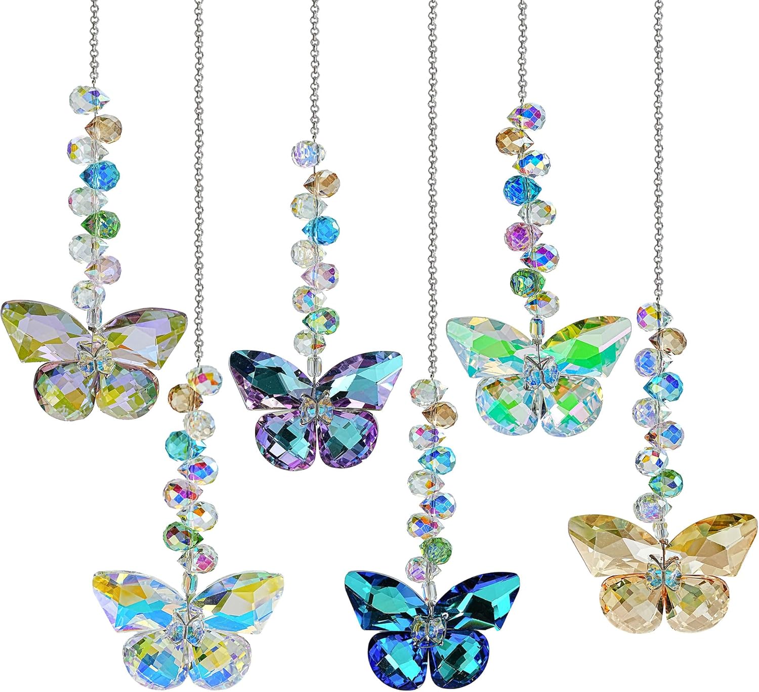 6PCS Crystal Butterfly Suncatchers for Window Hanging Ornaments Sun Catcher | Rainbow Maker,Sun Catchers Indoor Window,Wedding Garden Home Decor,Glass Ornaments for Christmas Tree,Gifts For Women Sister