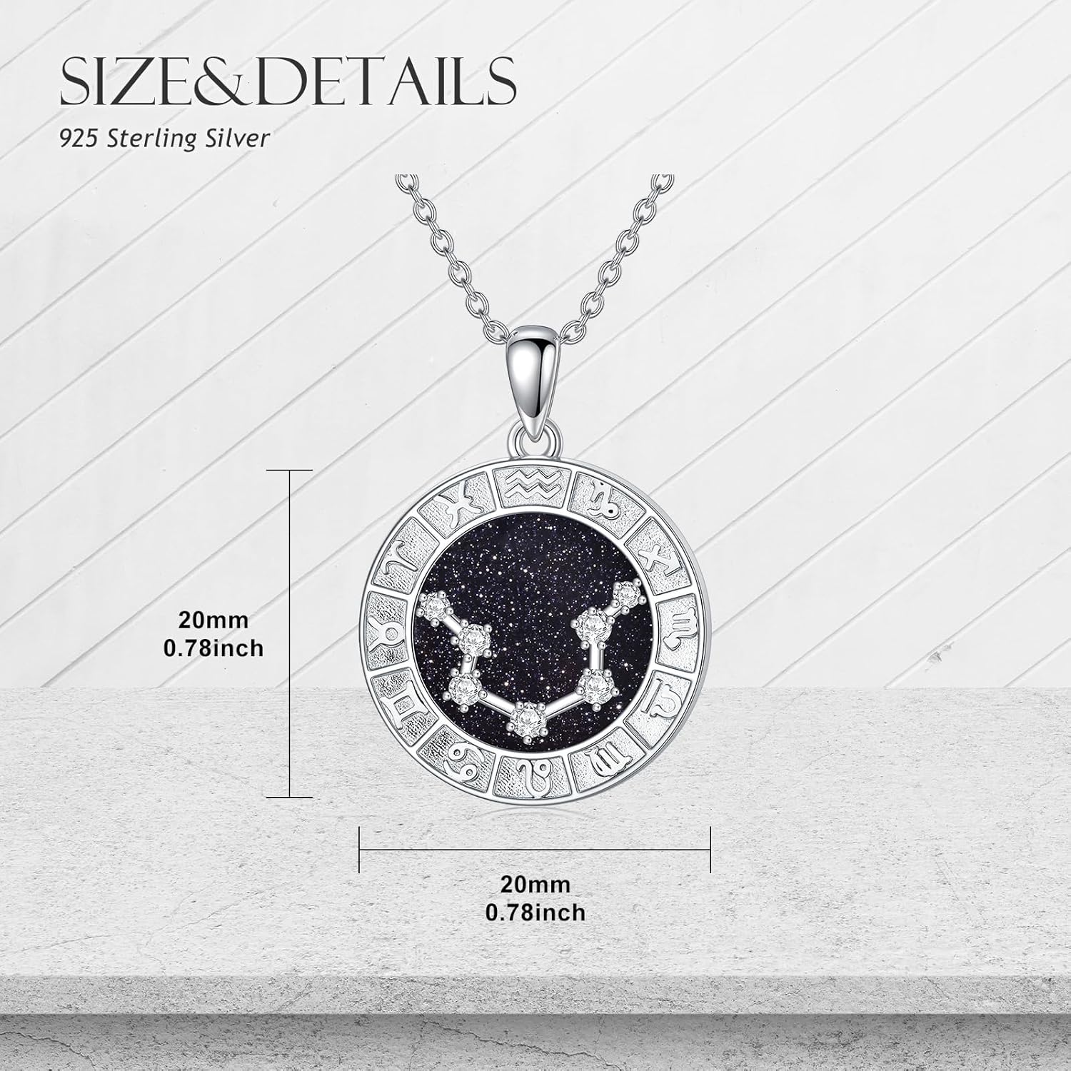 12 Zodiac Sign Necklace 925 Sterling Silver Constellations Pendant Necklace Jewelry Gifts for Women Men Friend Christmas Birthday,18+2 inch - Image 5