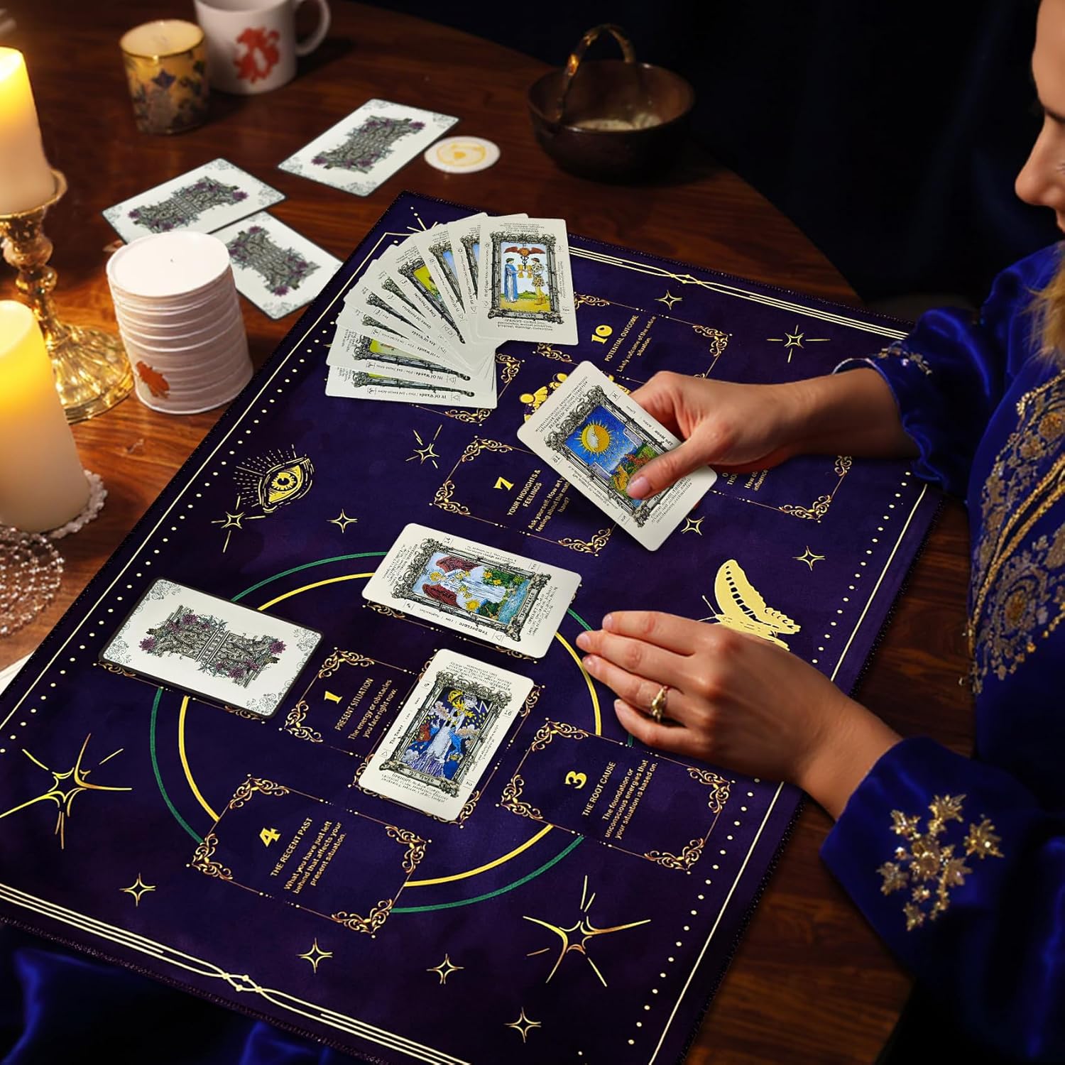 Knana Altar Cloth Purple Butterfly Tarot Mat Tarot Cloth for Reading with Celtic Cross Pattern - Image 5