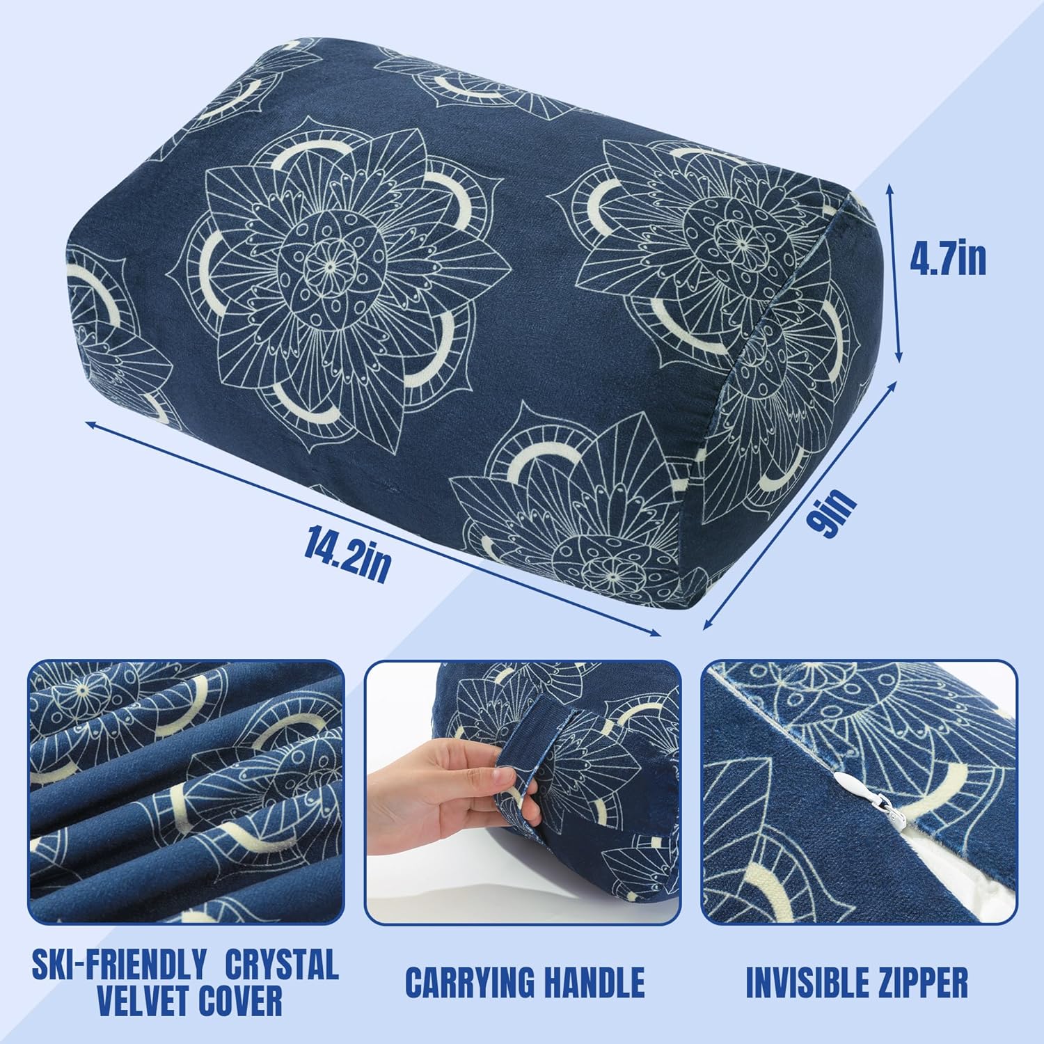 MABOZOO Yoga Bolster Pillow, Rectangular Yoga Bolster for Restorative & Meditation, Professional Meditation Cushion with Carry Handle - Image 2
